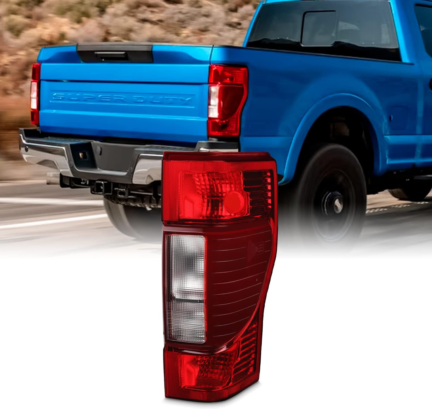 AKKON – Compatible con Ford F250 F350 F450 20-22 SuperDuty 2020 20-22 con agujero de punto ciego Lámpara trasera halógena para pasajeros