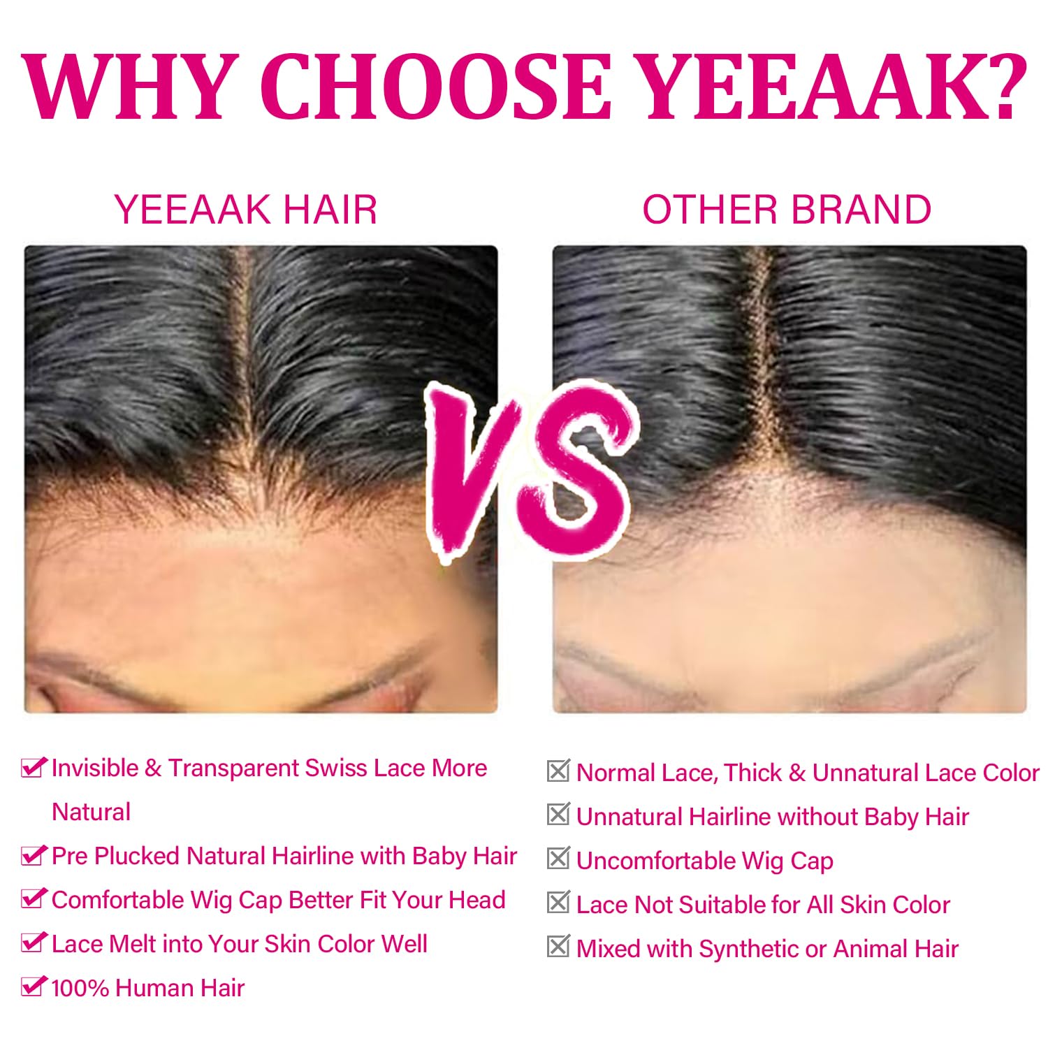 Yeeaak Pelucas de cabello humano ondulado profundo con encaje frontal transparente HD de 13 x 4 para mujeres, densidad del 180 %, sin pegamento,