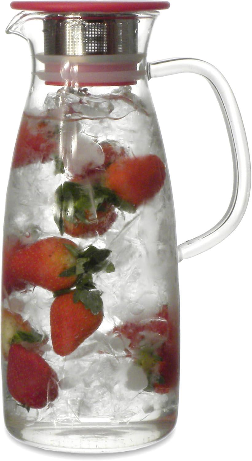 FORLIFE Mist Glass – Jarra de té helado, 50 onzas, color rojo