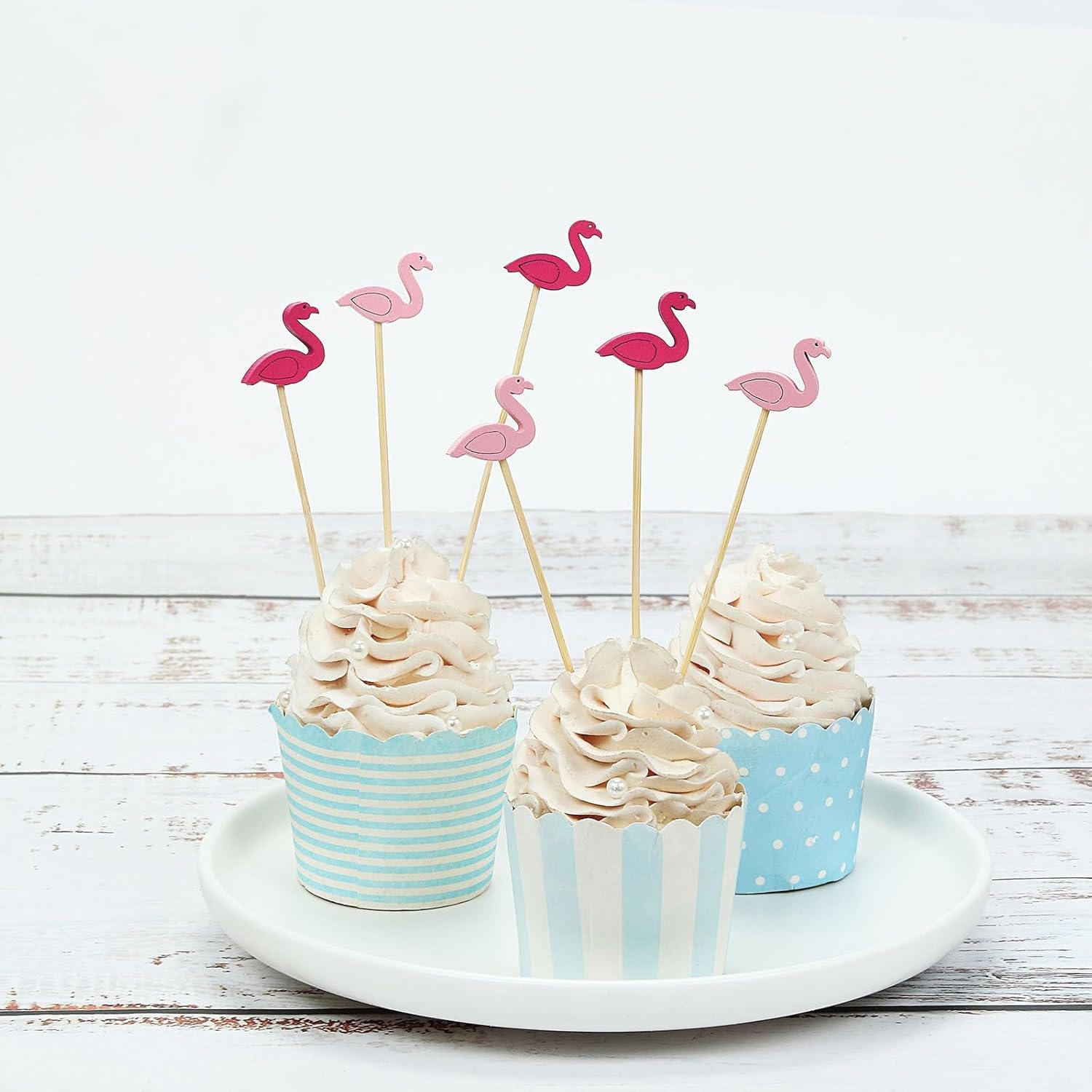 Efavormart – Paquete de 100 palillos de fiesta de flamenco de 5 pulgadas, pinchos de bambú, palillos decorativos para cóctel, palillo de dientes