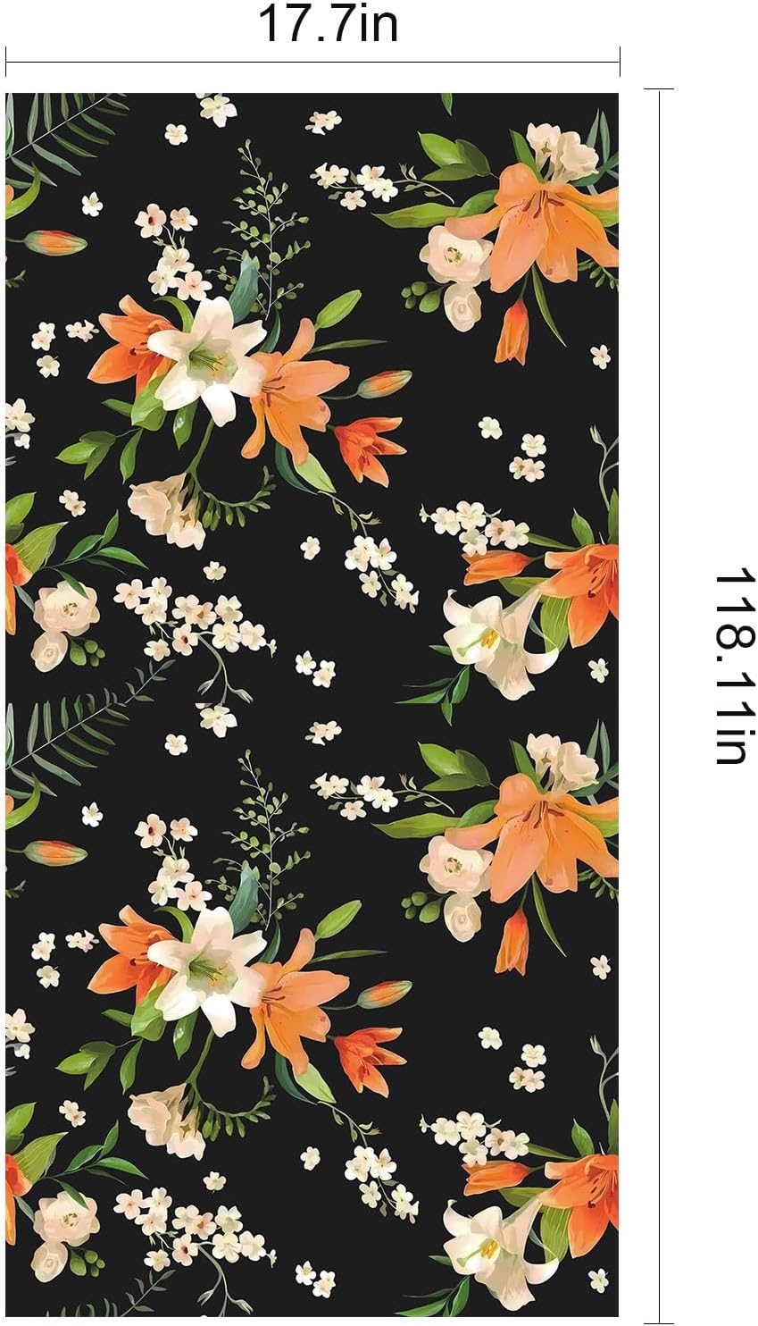 Papel tapiz autoadhesivo con diseño floral negro para dormitorio, baño, extraíble, encimera, gabinete, decoración del hogar, papel tapiz de vinilo