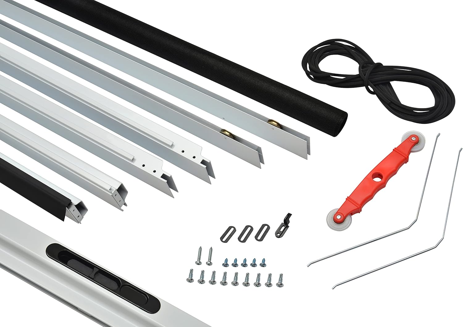 K.D. Kit de puerta corrediza de aluminio resistente para patio, marco de 2.5 pulgadas (blanco, 30 x 80 pulgadas), a prueba de mosquitos para patio,