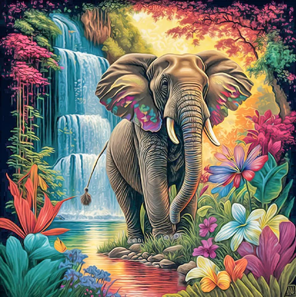 croshom Kits de arte de diamantes de elefante 5D, kits de pintura de diamantes lephant para adultos principiantes, pintura de bricolaje con