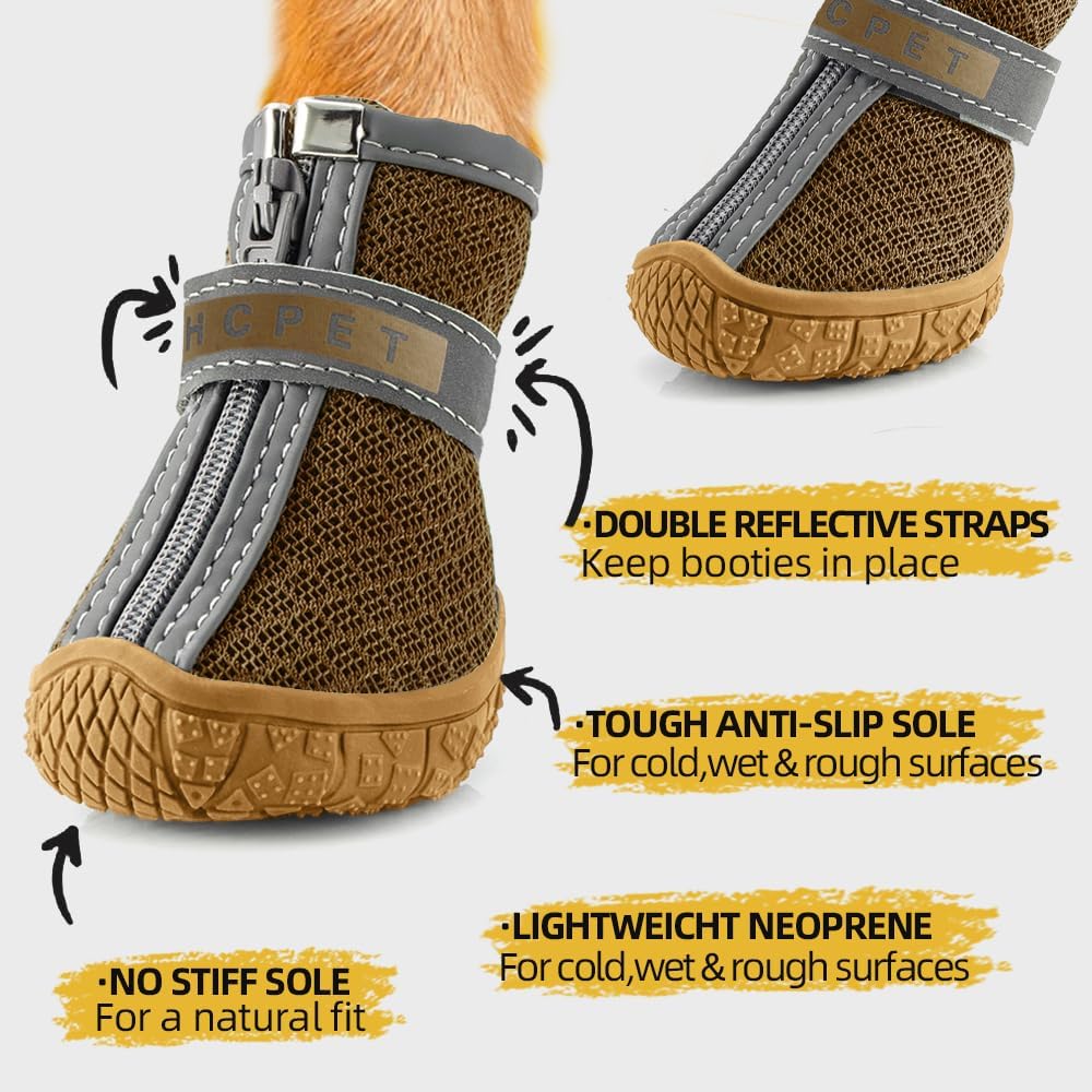 Hcpet – Zapatos para perros pequeños, botas transpirables, protectores de patas para pavimento caliente, botas de senderismo de nieve para invierno,