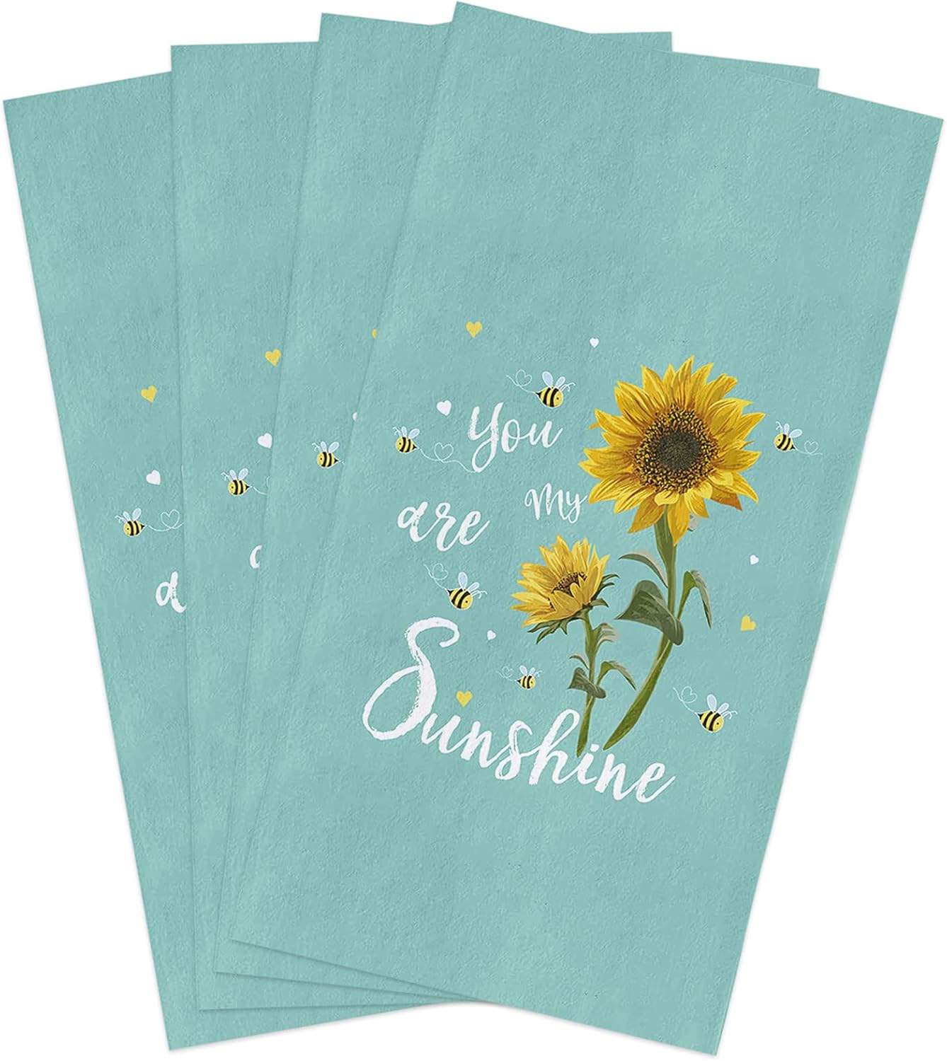 Infinidesign Sunshine You are My – Toallas colgantes de girasol para cocina, color verde azulado, absorbentes, toallas de mano de cocina de secado