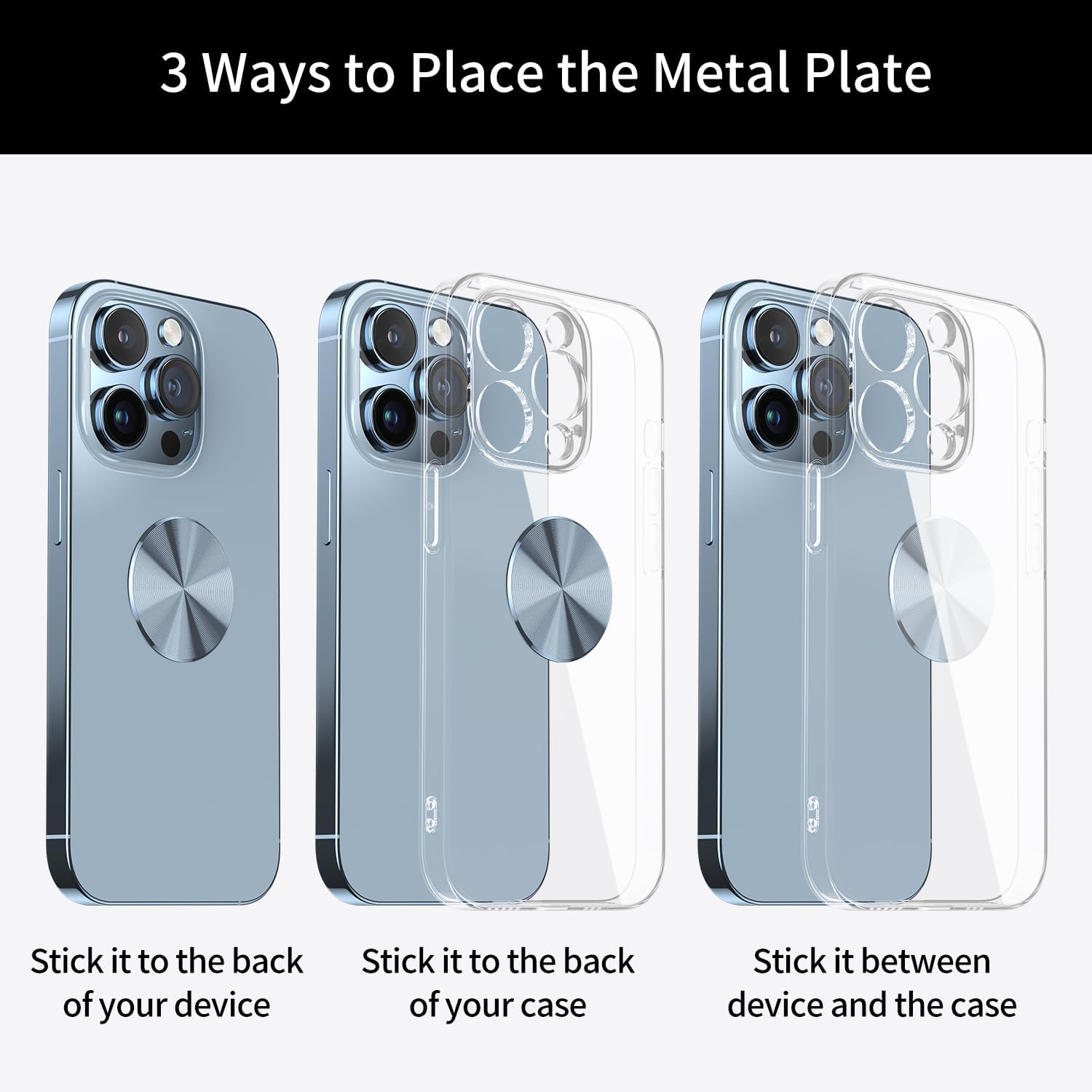 Paquete de 2 adhesivos para placa de metal para soporte magnético de teléfono de automóvil, adhesivo para cuna (compatible con soportes magnéticos),