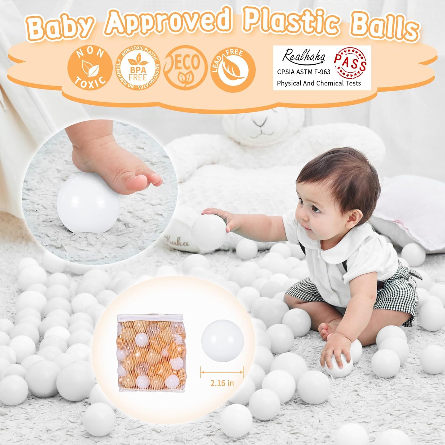 Realhaha Pelotas de piscina para bebés, temática oceánica, paquete de 100 unidades, crea una aventura submarina para tu pequeño