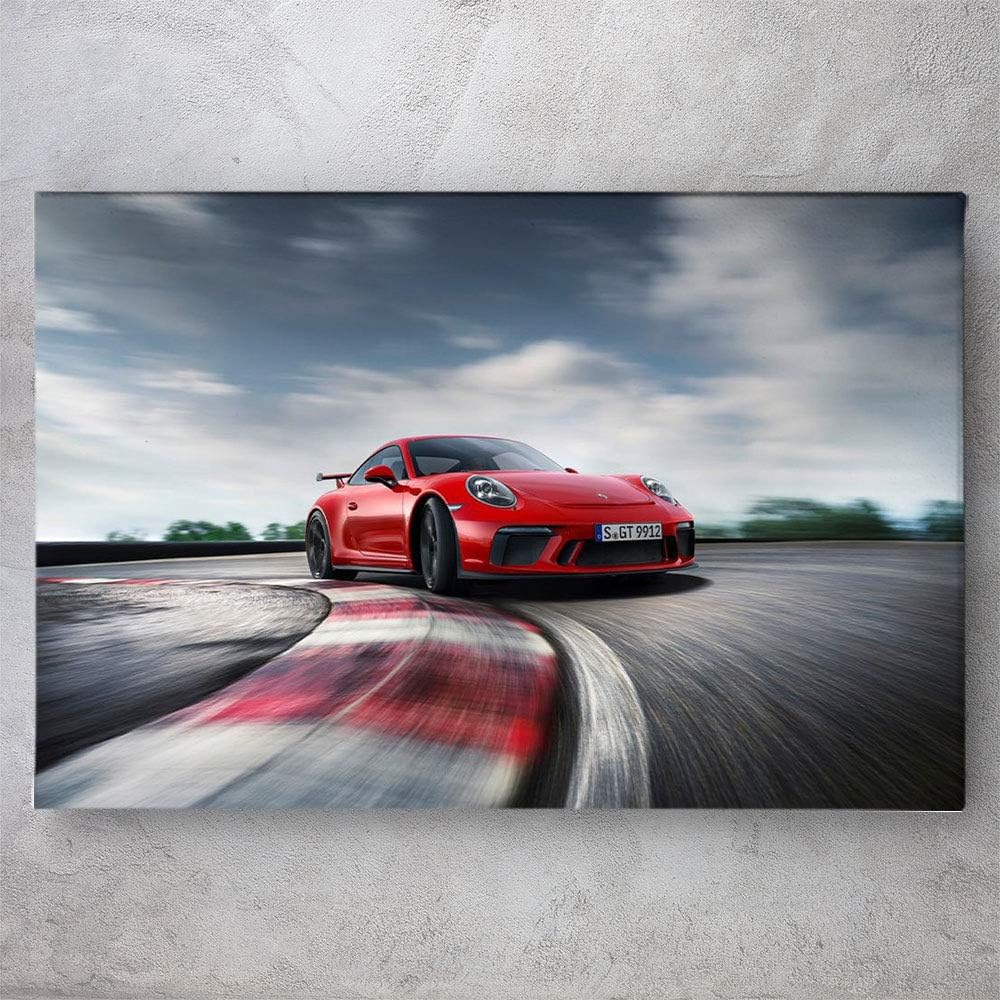 “AWESOMETIK” Porsche 911 GT3 – Lienzo decorativo para el hogar. Listo para colgar. Fabricado en Estados Unidos (24 x 18 pulgadas envuelto en galería)