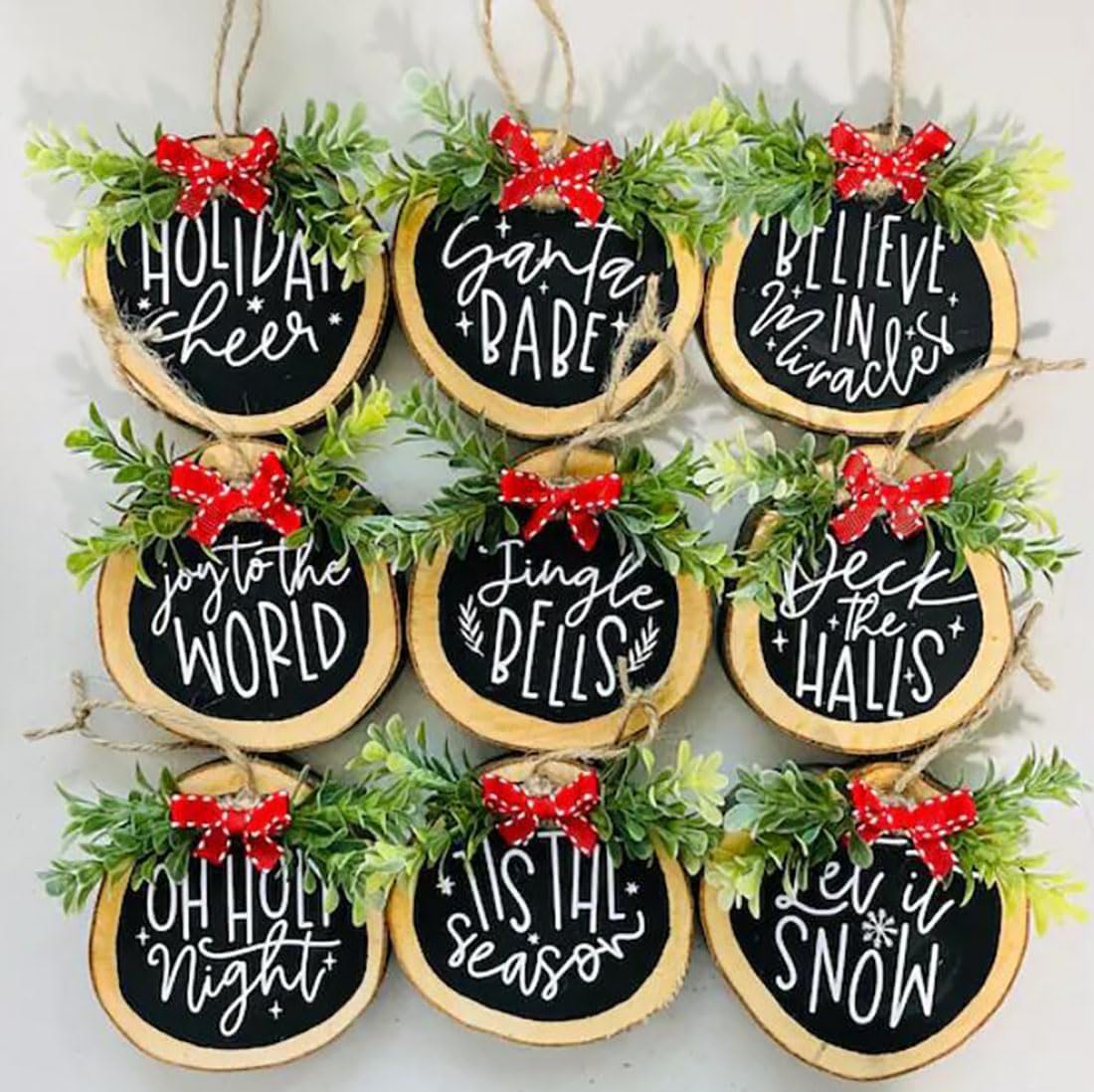 Plantillas de Navidad de 3 pulgadas para pintar en rodajas de madera, 58 plantillas pequeñas de Navidad para árbol de Navidad, bandeja escalonada,