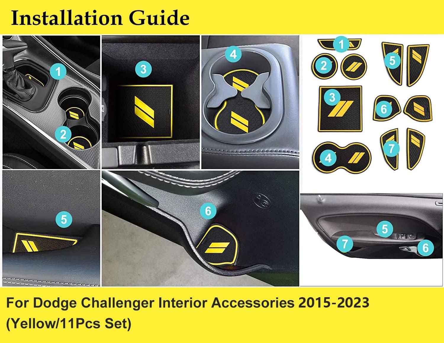 Alfombrillas antipolvo para Dodge Challenger accesorios 2015 2016 2017 2018 2019 2020 2021 2022 2023, se adapta a la medida forros de portavasos