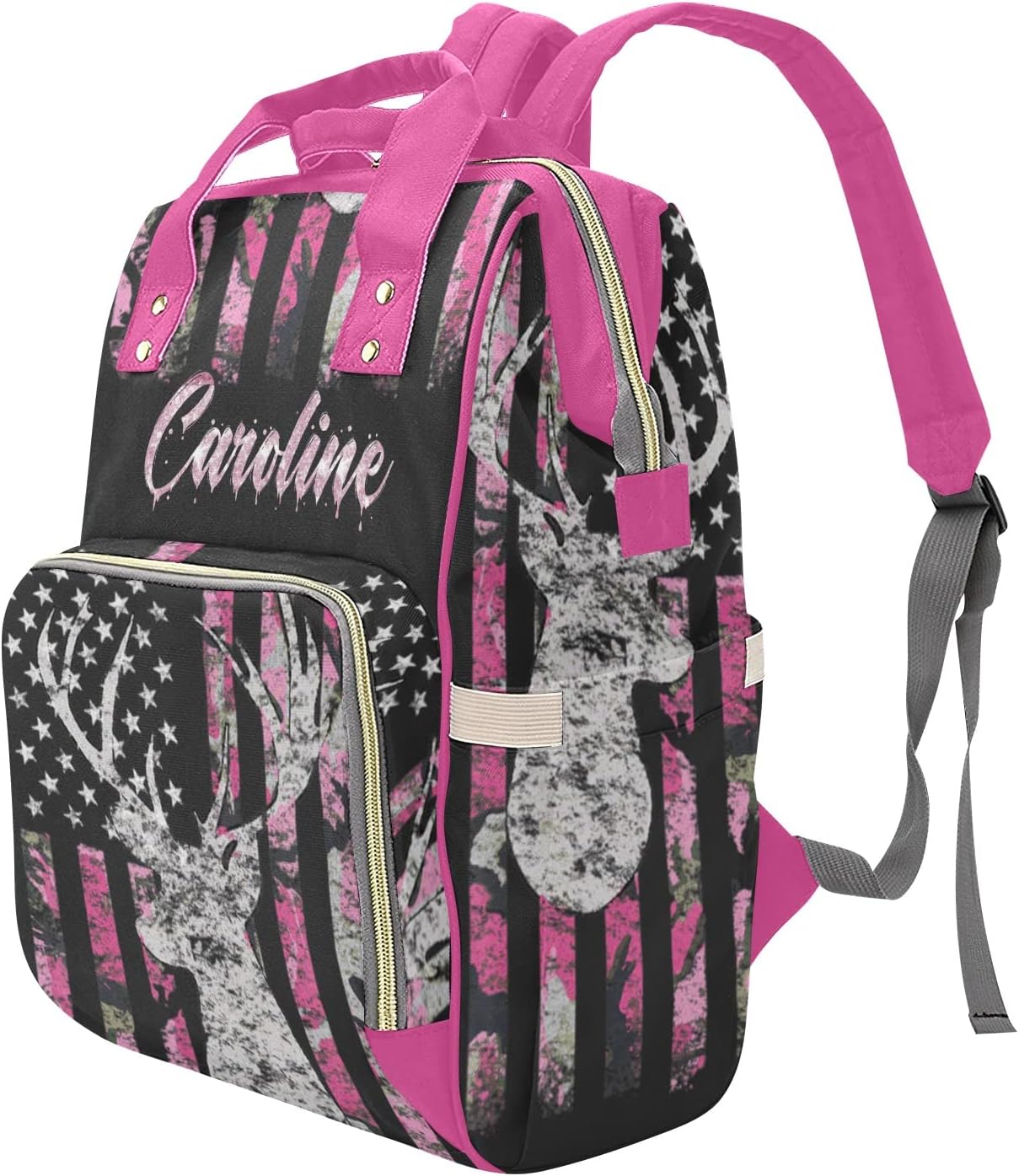 Mochila para pañales, mochila para bebé niña con nombre, Multi2, 10.83″L x 6.69″W x 15″H