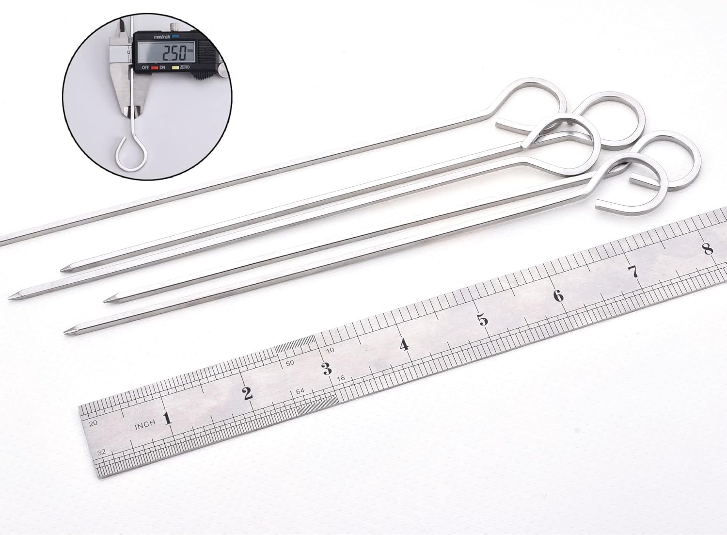 Pinchos cuadrados de metal para barbacoa de 8 pulgadas, paquete de 12 pinchos de acero inoxidable, kebob, juegos de kabob para salidas a la parrilla