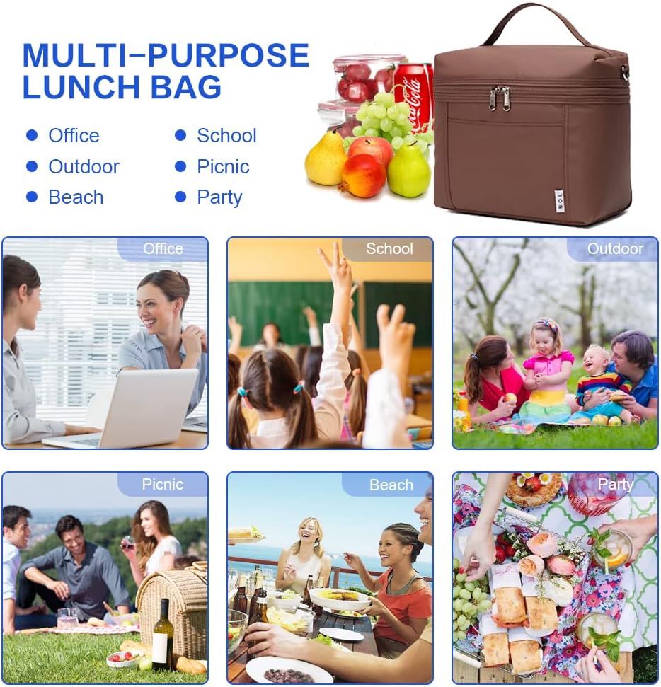 NOL Natural Organic Lifestyle – Bolsas de almuerzo aisladas para mujer, bolsa de refrigeración ligera de nailon impermeable para el trabajo