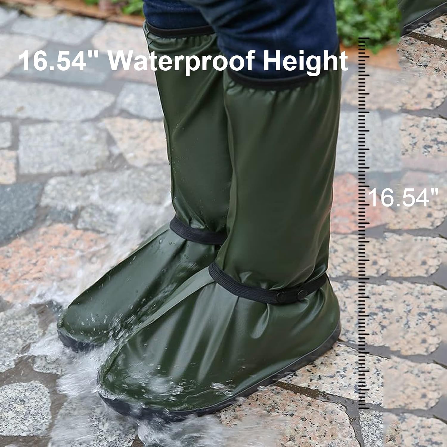 Fundas impermeables para zapatos, reutilizables y plegables, con cremallera, antideslizantes, reflectores, equipo de lluvia para hombres y mujeres,