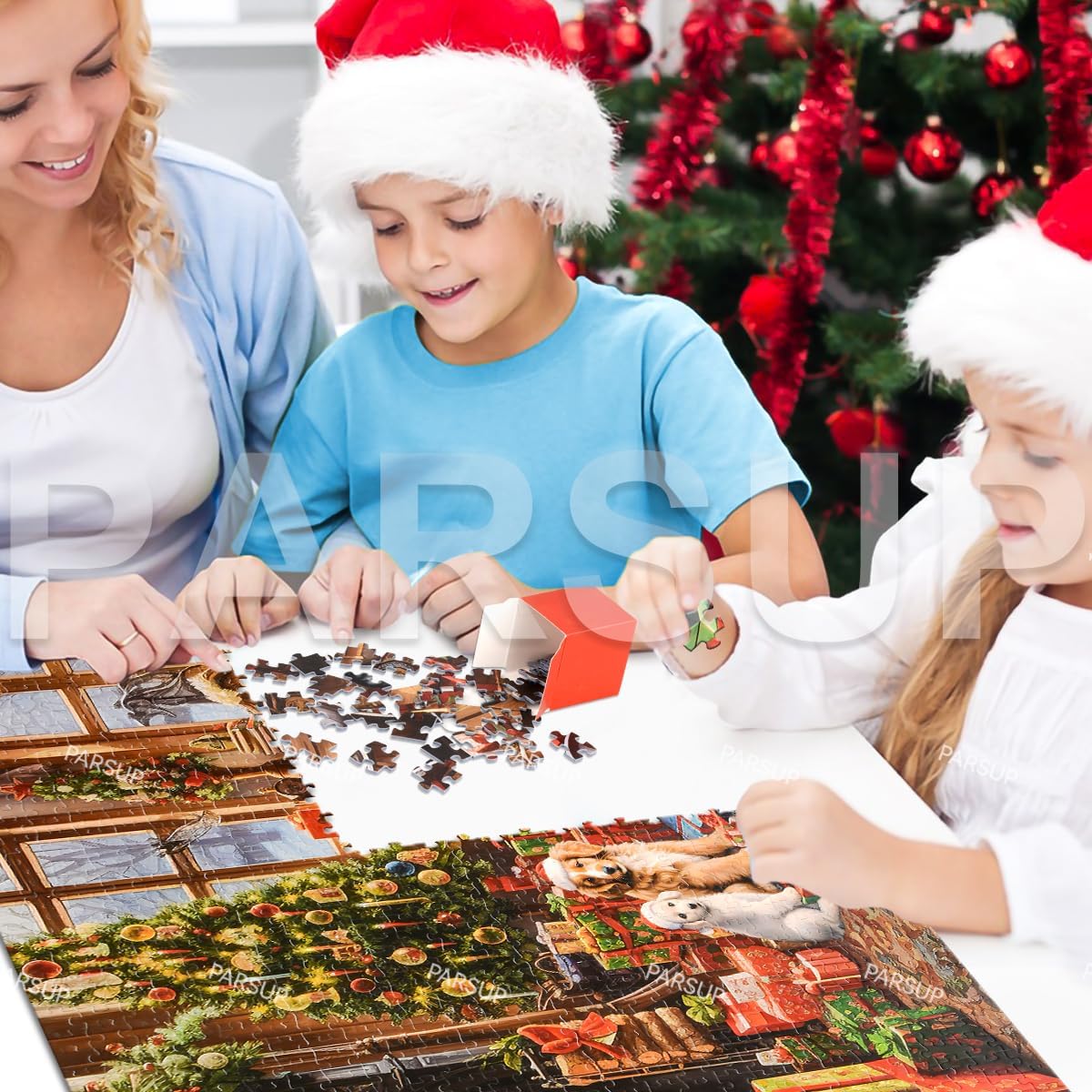 Calendario de Adviento de Navidad 2023 – Rompecabezas de 1000 piezas de chimenea para niños y adultos, 27.6 x 19.7 pulgadas, 24 cajas de