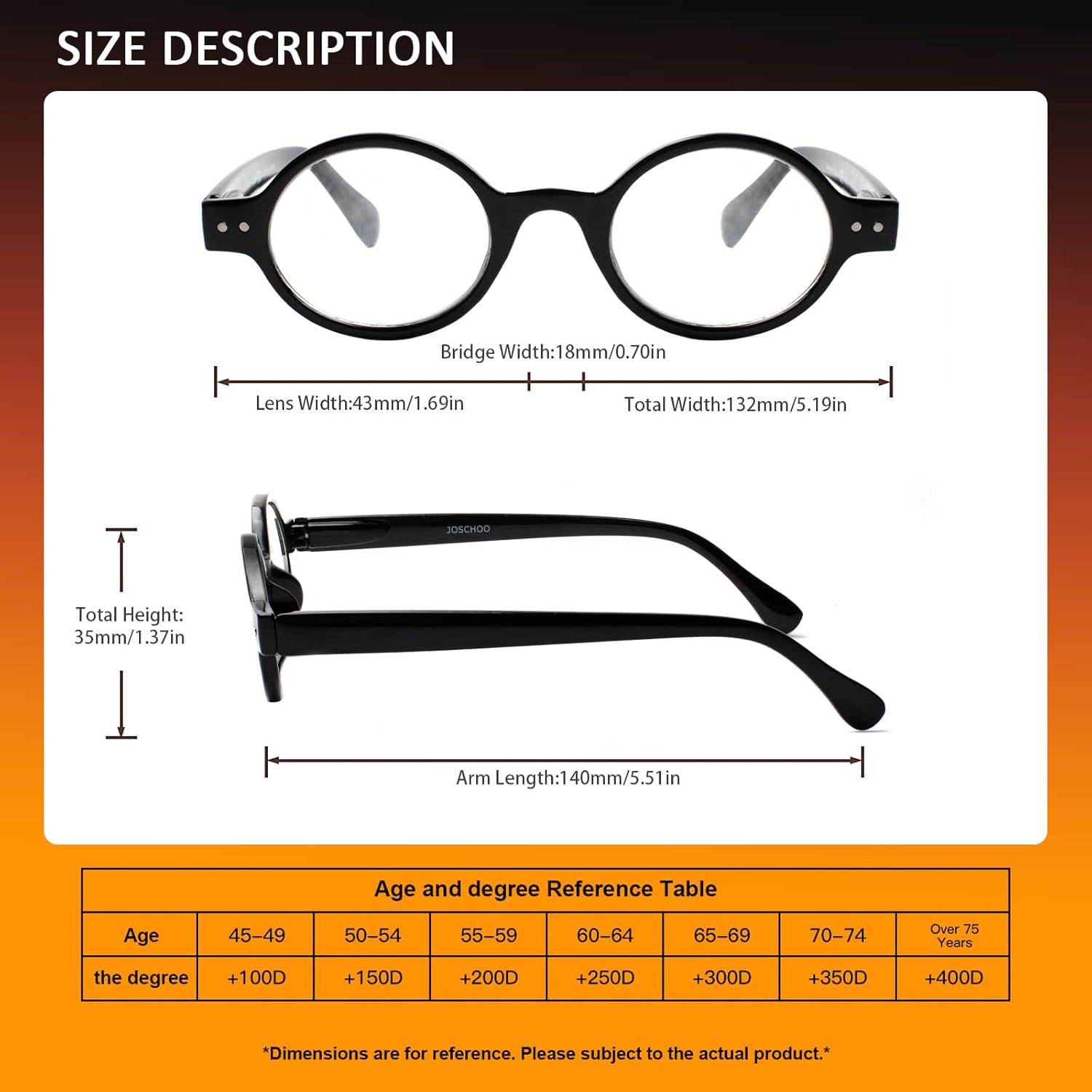 JOSCHOO Paquete de 5 lentes de lectura redondos retro, pequeños y cómodos, para mujeres y hombres