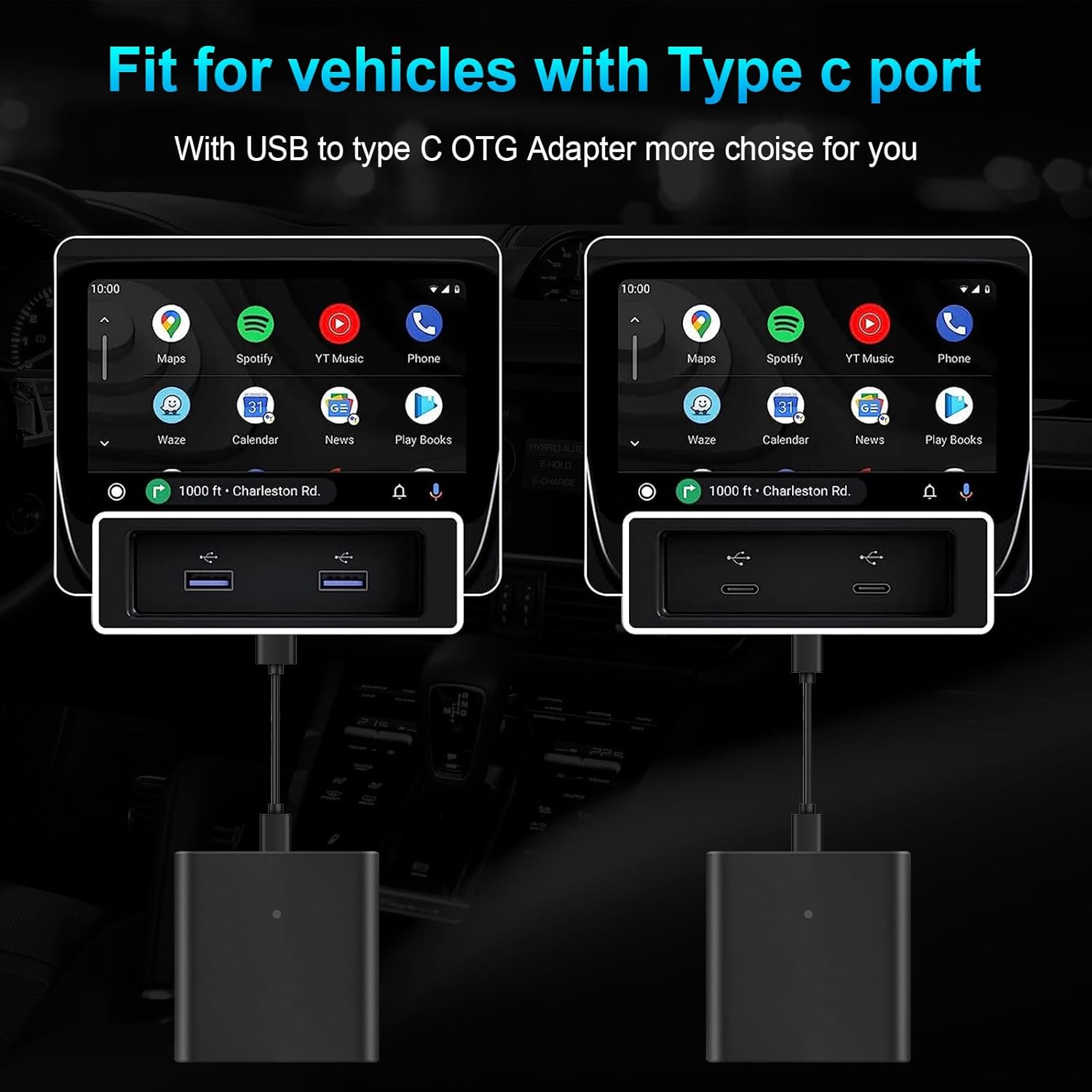 EZoneTronics OEM-Fábrica-Android-Adaptador Inalámbrico Automático,Modelos de Coche Automáticos Android con Cable Plug and Play Dos Pasos para