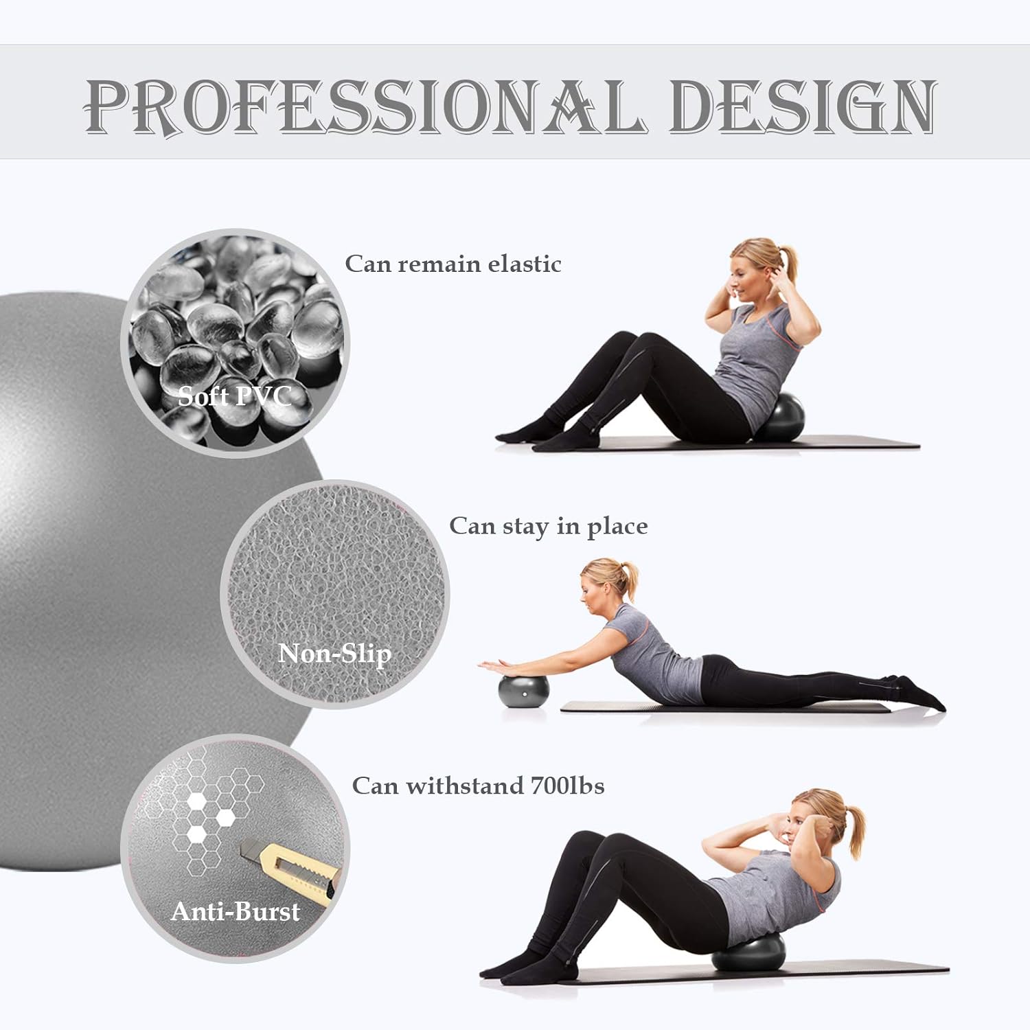 Pelota de pilates pequeña, pelota de terapia, mini pelota de entrenamiento, bola de núcleo, pelota de ejercicio pequeña de 9 pulgadas, mini pelota