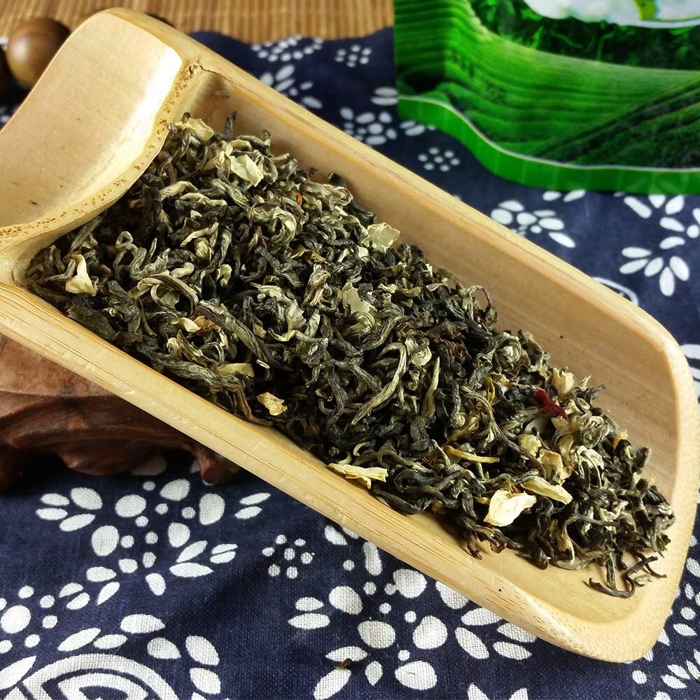 FullChea – Té verde jazmín – Té verde de hojas sueltas – Té chino a granel verde jazmín – Sabor floral fresco – Té calmante (5.29 oz  150 g)