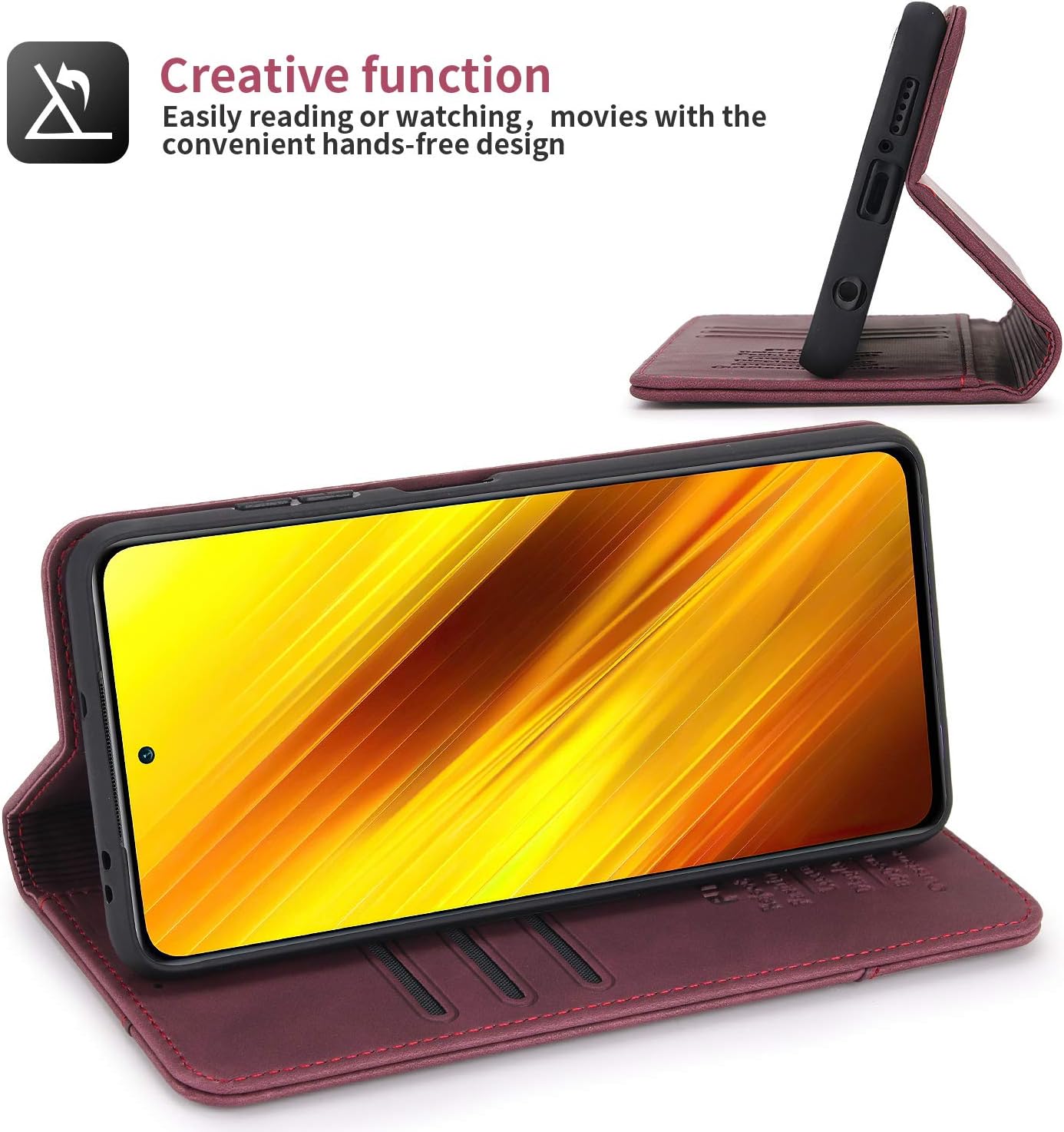 nincyee Funda con tapa para Xiaomi Poco X3 Pro, cuero vegano premium, cierre magnético, con soporte para tarjetas y 4 tarjeteros