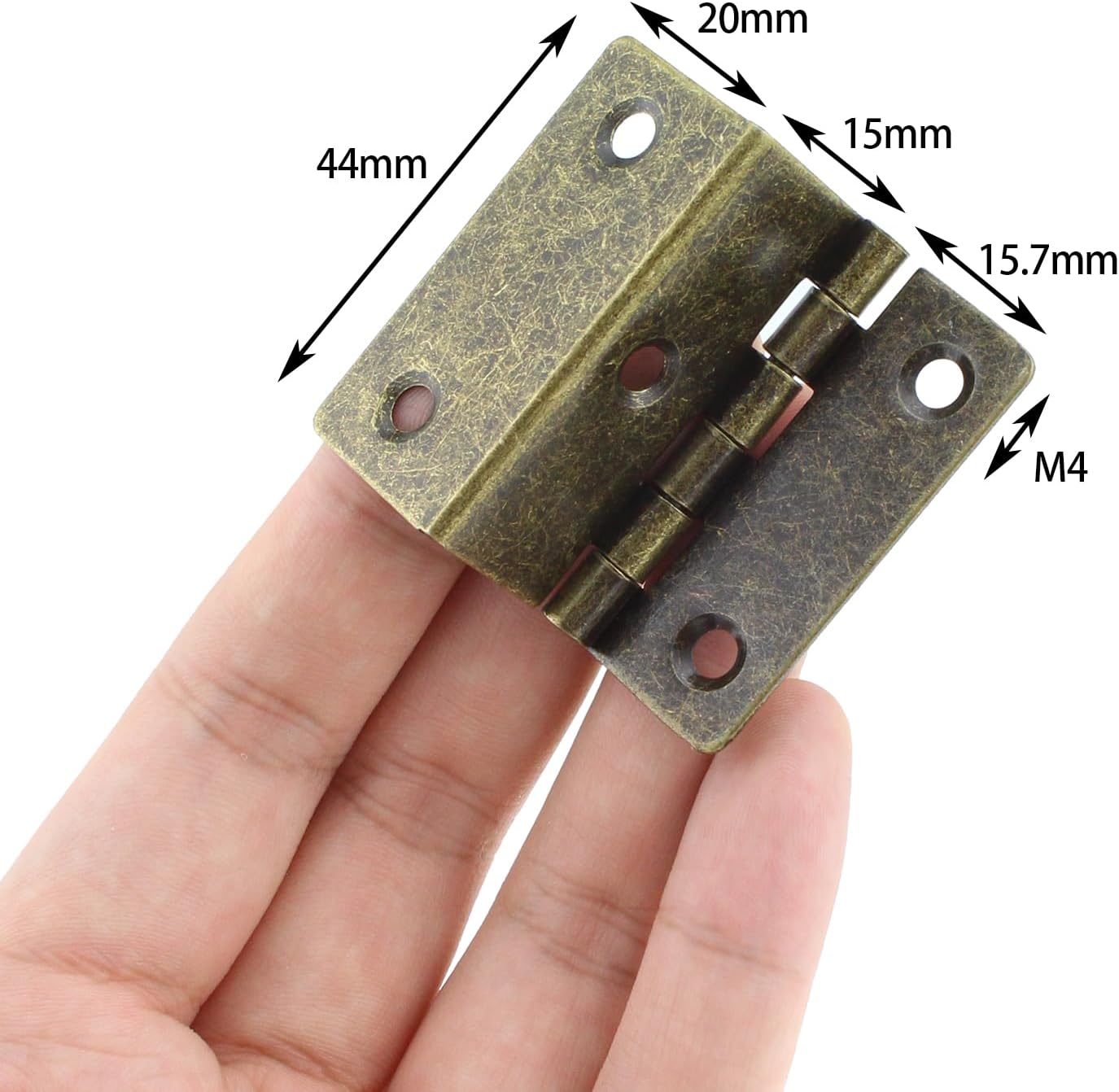 Bisagras decorativas de caja de 2 piezas, 1.732 x 0.591 x 0.039 in, tres bisagras plegables para puerta, gabinete, muebles, baúl de joyería vintage