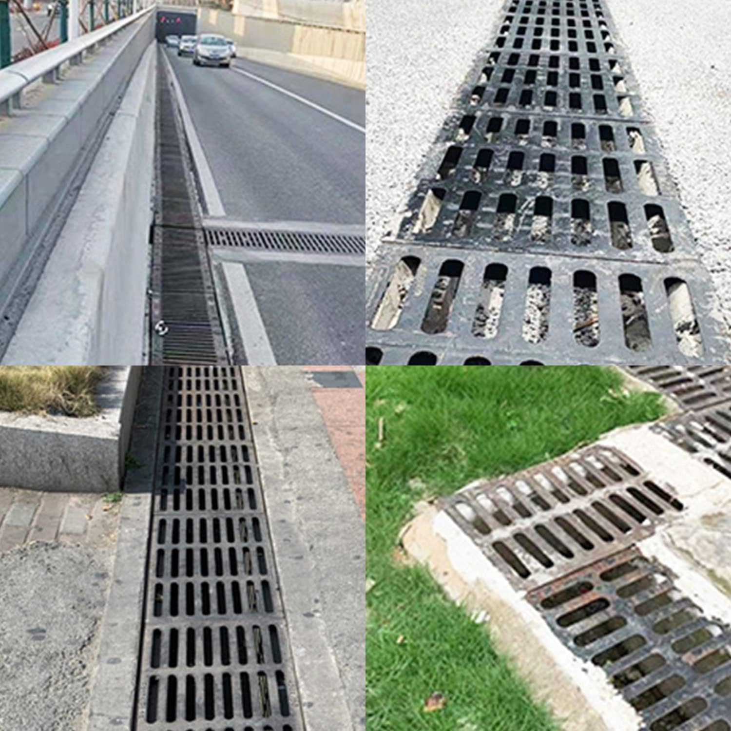 lesolar Rejilla de drenaje de hierro fundido, rejillas de drenaje de canal de 19.7 pulgadas de largo x 19.7 W, rejilla de alcantarillado de clase,