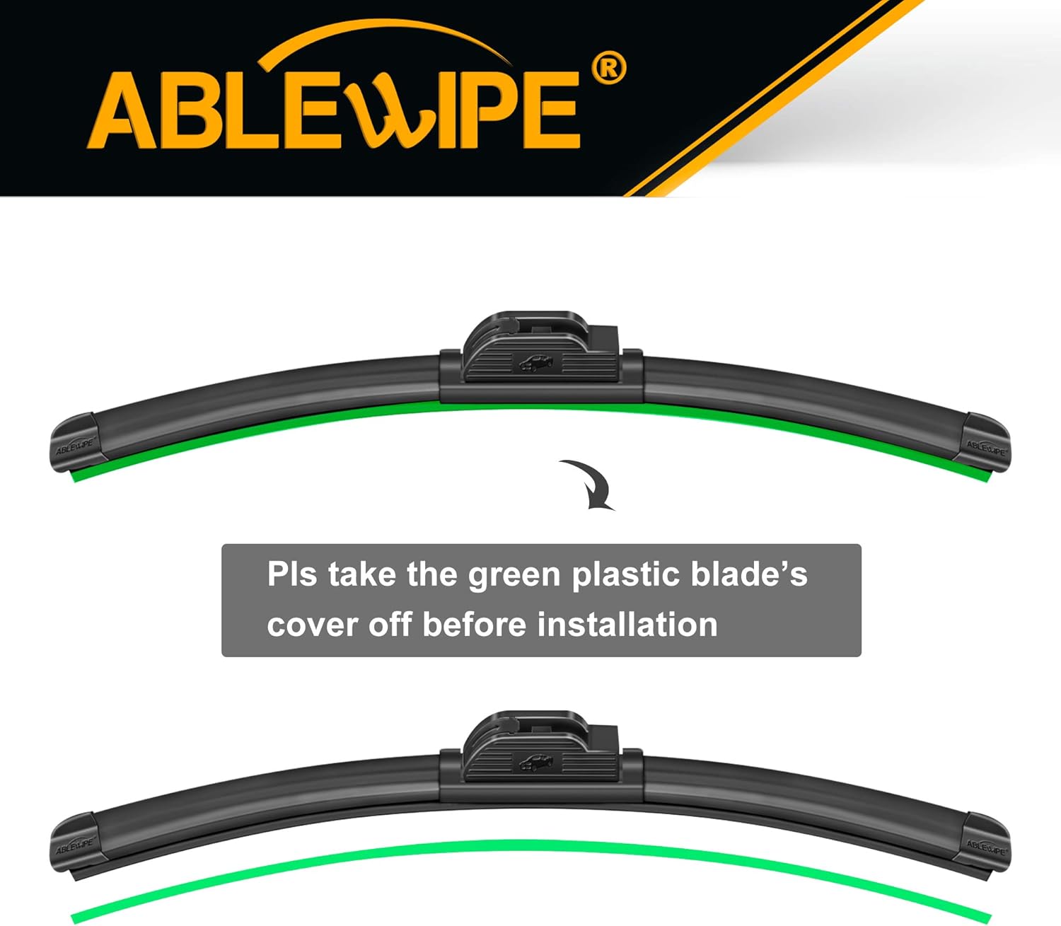 ABLEWIPE Limpiaparabrisas de automóvil de 20 pulgadas + 19 pulgadas para ventana delantera (juego de 2)