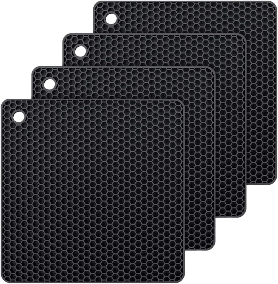 Yolife – Juego de 4 salvamanteles de silicona, almohadillas calientes, paquete de 4 salvamanteles multiusos, resistente al calor para platos