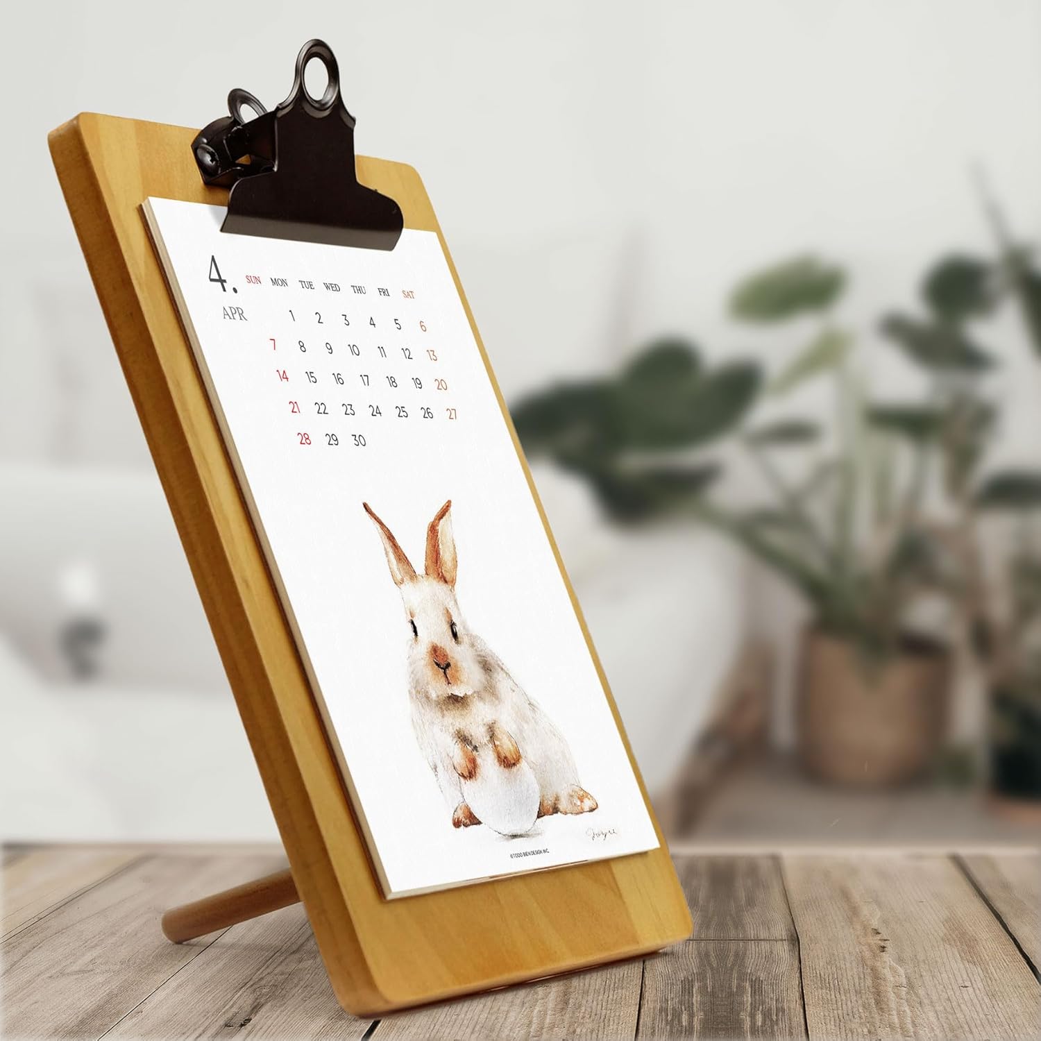 Calendario de escritorio 2024  Fabricado en Estados Unidos, diseñado por artistas locales  con soporte de madera para el portapapeles calendario
