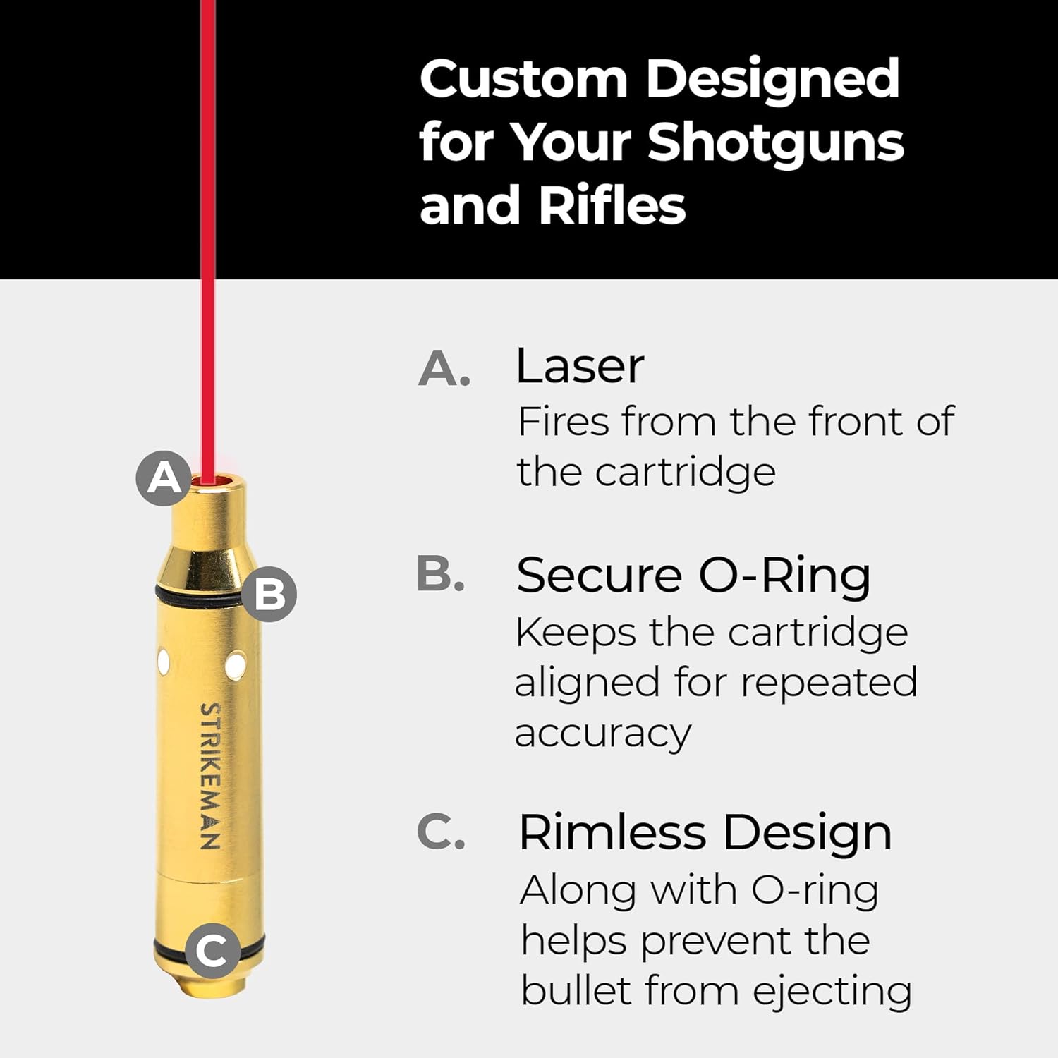 Strikeman Dry Fire Laser Training Cartridge – Great for Target Shooting Practice with Shotguns & Rifles, Made for Our Firearm Training System – Red