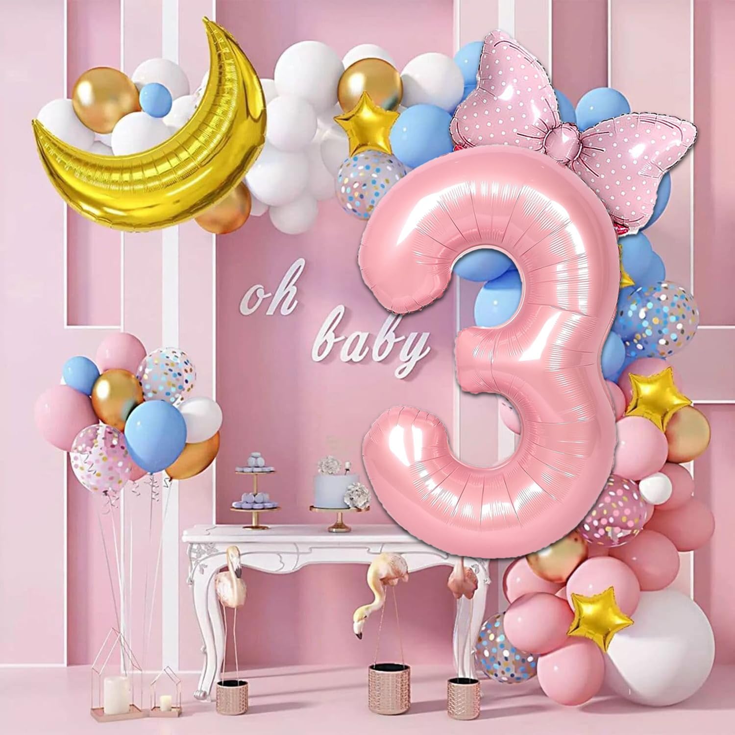 Globo rosa del número 8 de 40 pulgadas, globos rosados con el número 8 decorados, decoraciones de cumpleaños número 8 para niños, suministros de