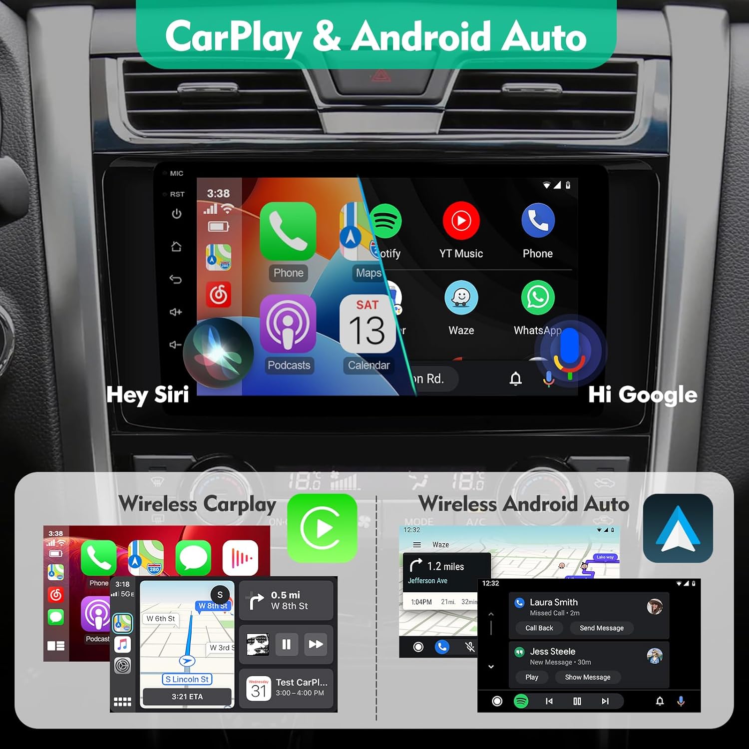 9-Inch IPS Touchscreen Android 10 Car Stereo for Nissan Altima 2014-2018 with Wireless CarPlay & Android Auto 2+32GB Car Radio, Support GPS, WiFi,