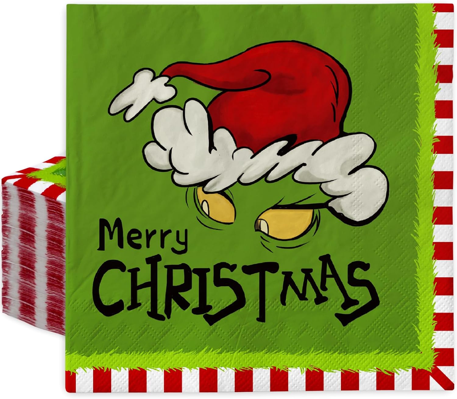 AnyDesign Paquete de 80 servilletas de papel de Feliz Navidad, divertidos personajes de dibujos animados, servilletas de almuerzo desechables verde