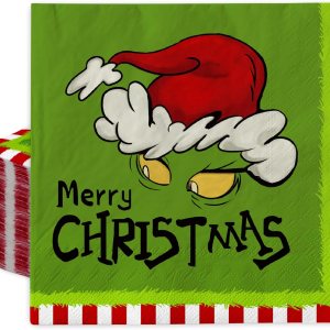 AnyDesign Paquete de 80 servilletas de papel de Feliz Navidad, divertidos personajes de dibujos animados, servilletas de almuerzo desechables verde AnyDesign Paquete de 80 servilletas de papel de Feliz Navidad, divertidos personajes de dibujos animados, servilletas de almuerzo desechables verde