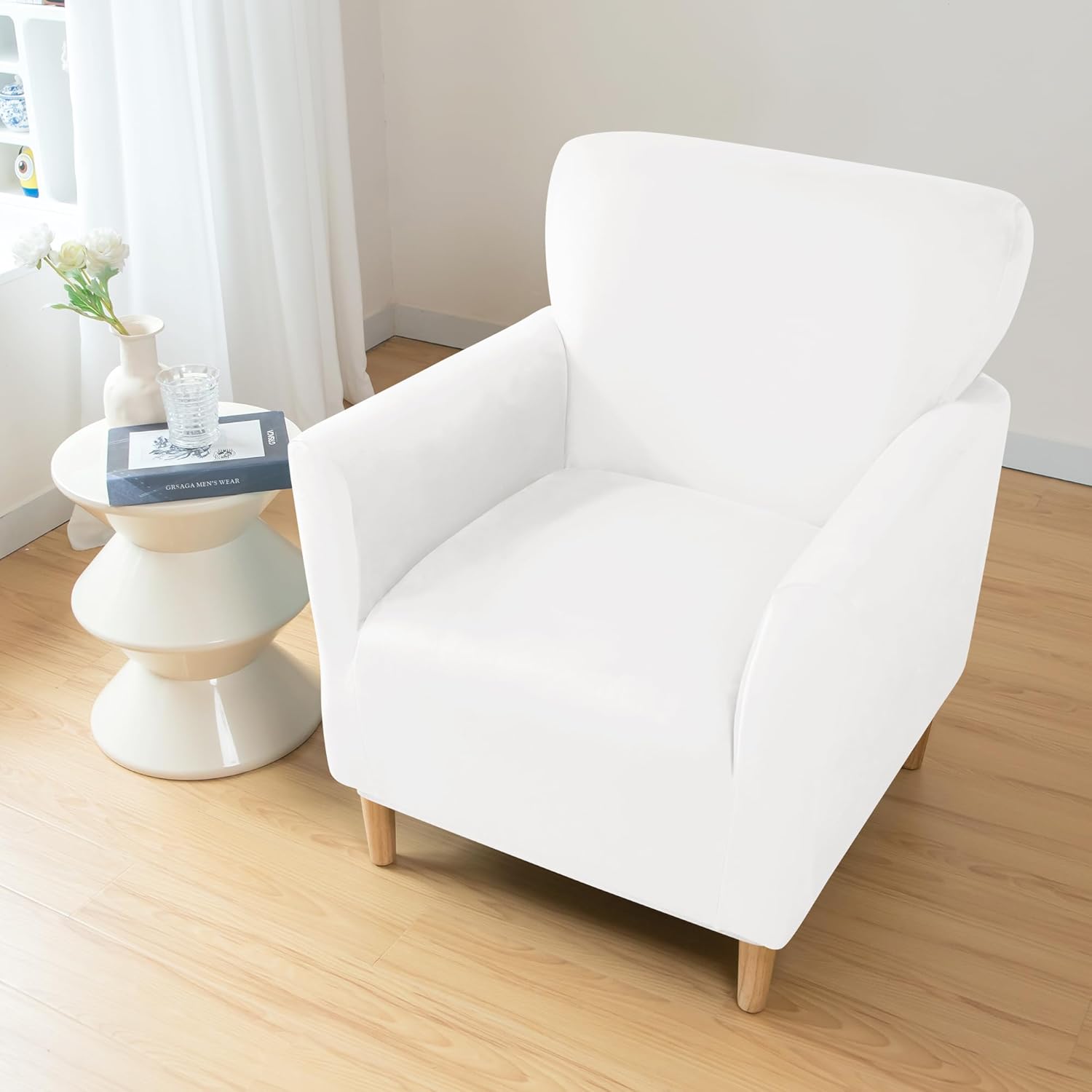 LiveGo Fundas para sillón de banquete, fundas de terciopelo de lujo para silla con brazos, fundas elásticas para sillas para sala de estar, funda
