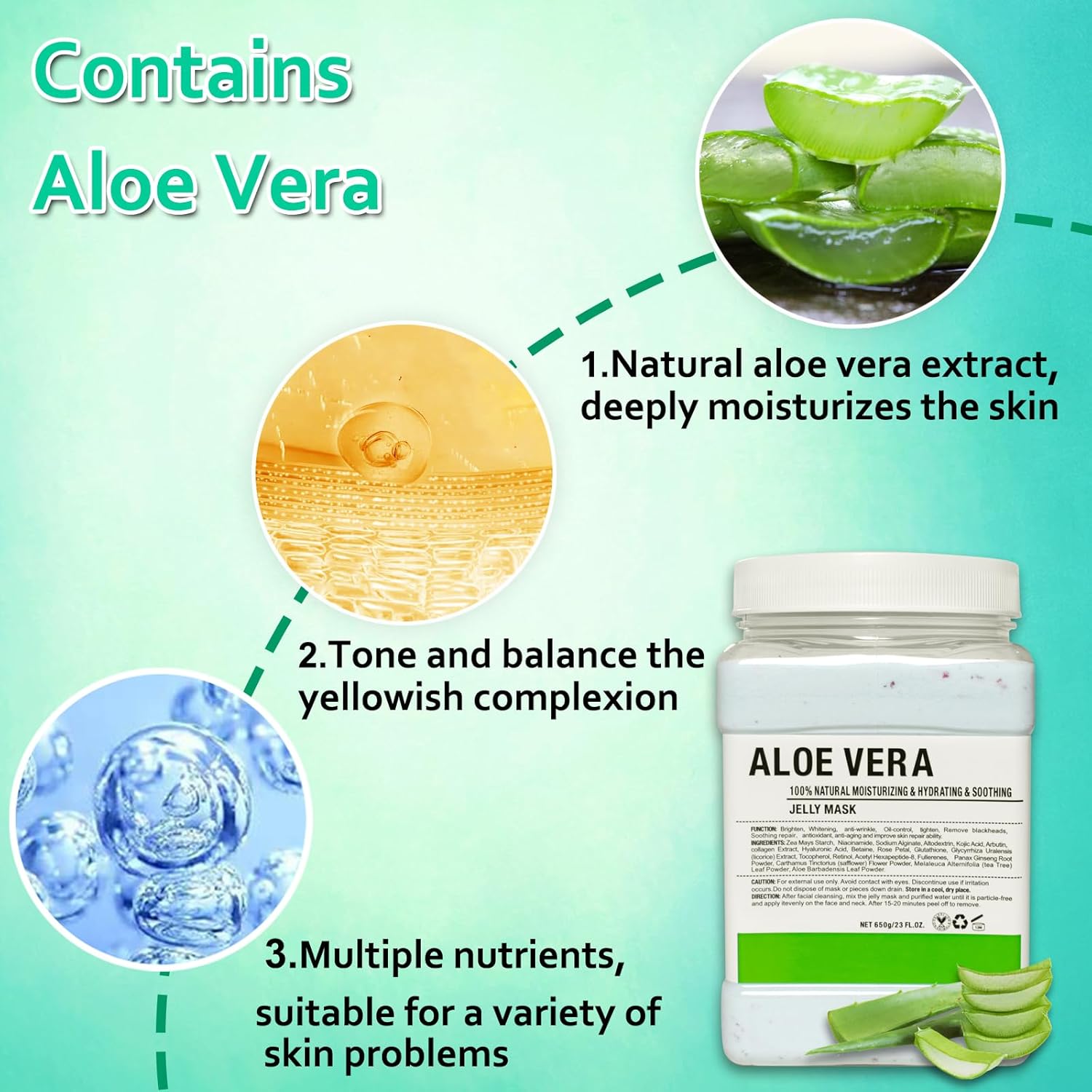 Máscara de gelatina en polvo para faciales, máscaras de gelatina de aloe vera para profesionales faciales, máscara facial de gelatina, hidratante,