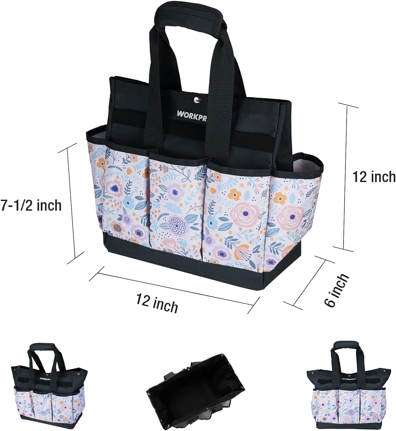 WORKPRO Bolsa de herramientas de jardín, 9 bolsillos, bolsa de almacenamiento de herramientas de jardín Oxford resistente, soporte para kit de