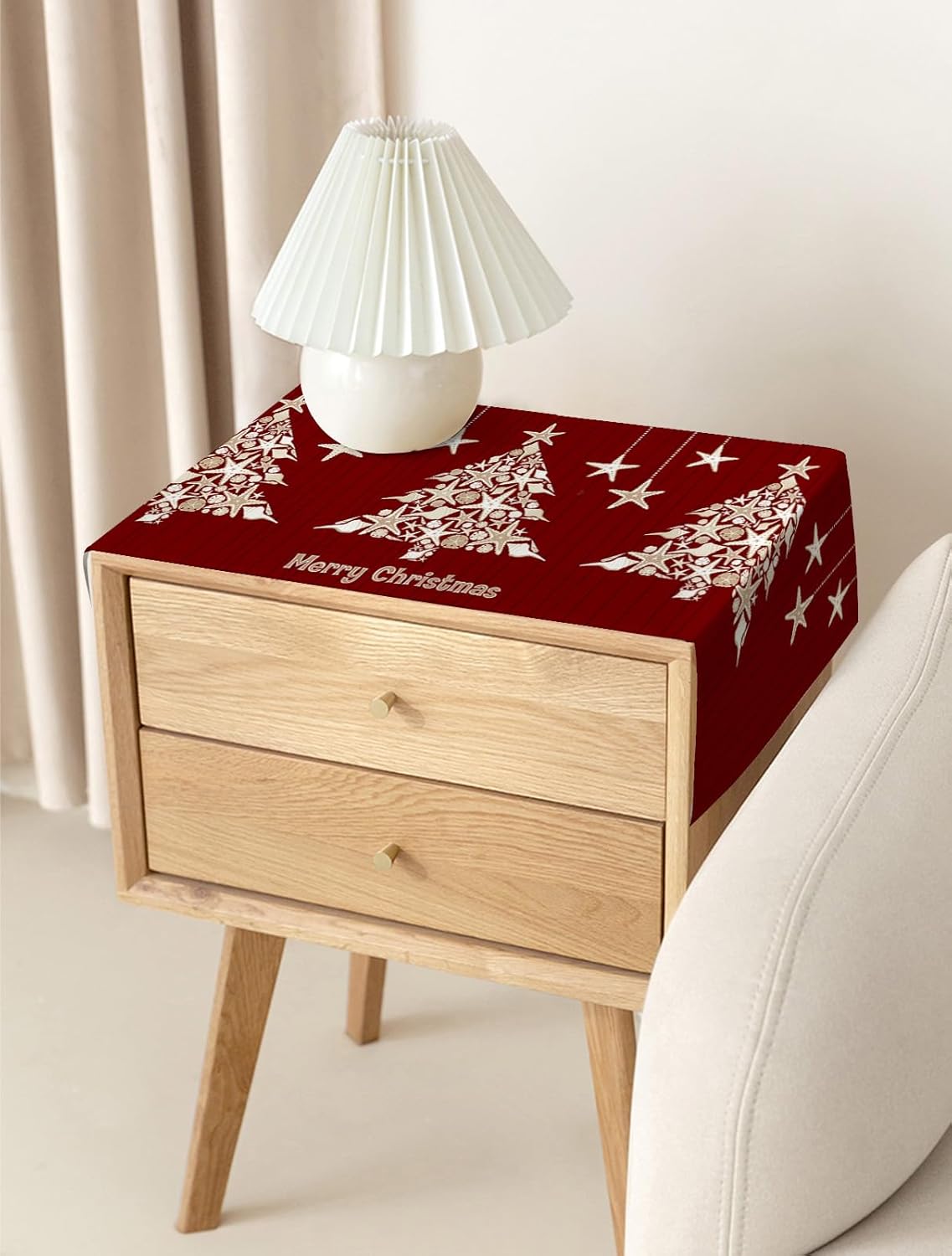 Camino de mesa de Navidad de 36 pulgadas corto, algodón y lino, pequeño, cocina, comedor, mesa de café, decoración de tocador, camino de mesa de