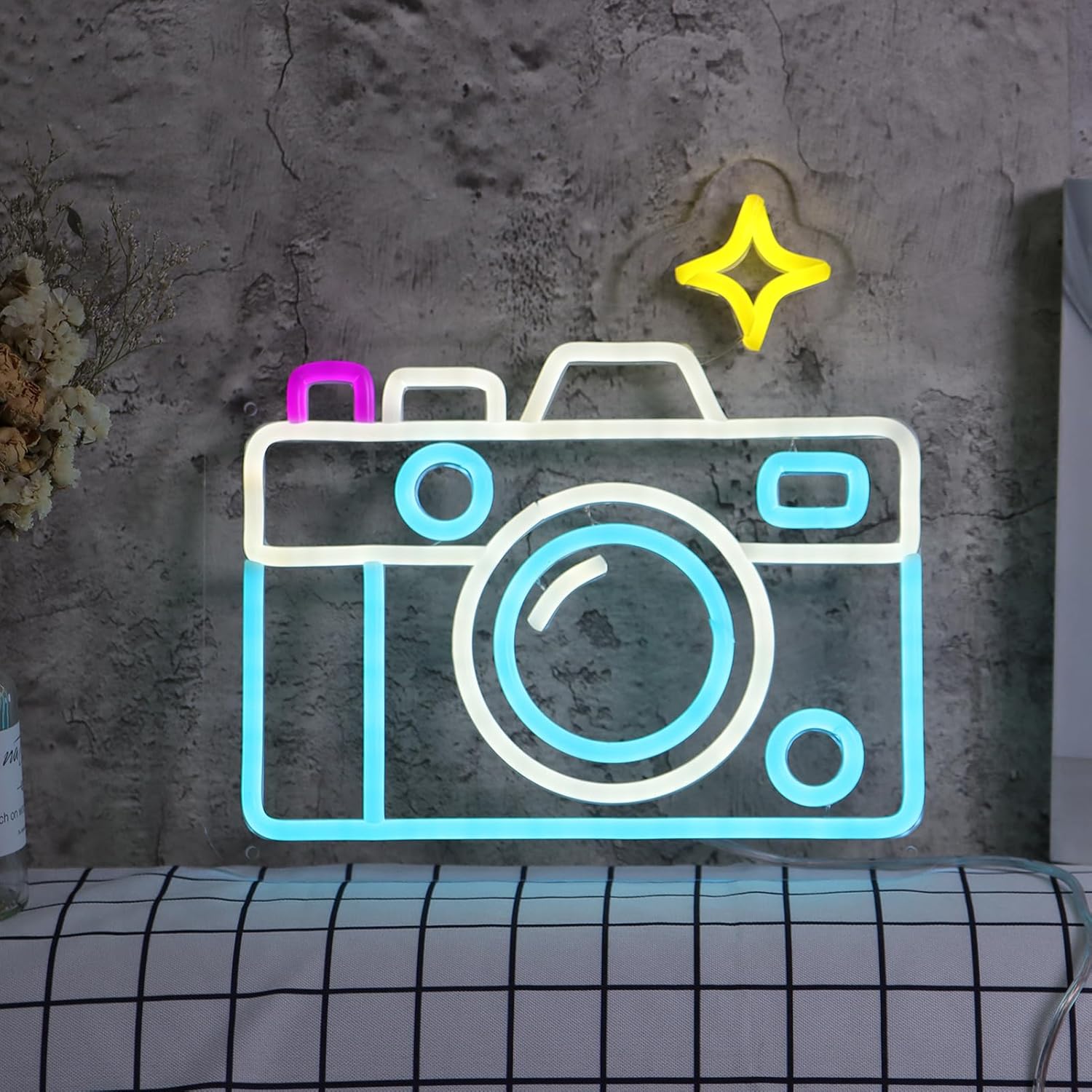 MOLCOVEX Letreros de neón de mal de ojo, letrero de neón de corazón para decoración de pared de dormitorio, luces LED de neón hechas a mano, sala de