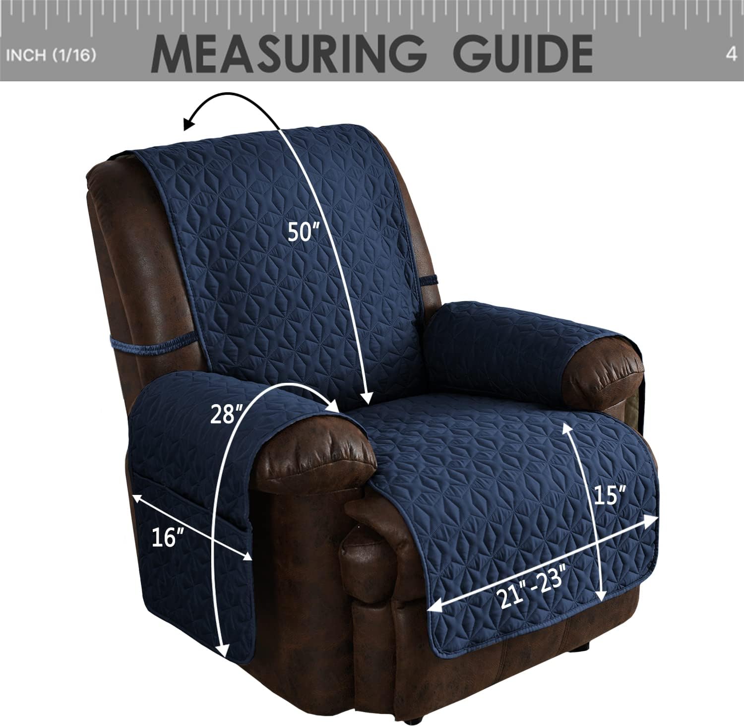 RBSC Home – Cubiertas protectoras para sillón de piel, acolchadas, gruesas, 100 % impermeables y lo suficientemente largas para cubrir la parte del