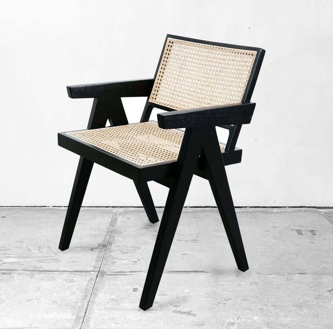 First of a Kind Silla de comedor de caña, silla de comedor de ratán, silla de comedor de caña con brazos y respaldo – Sillas de comedor con respaldo
