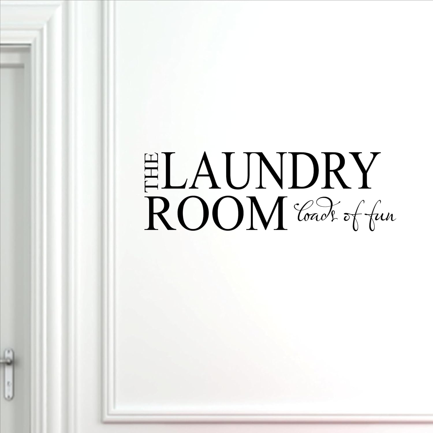 The Laundry Room-Loads of Fun  Decoración de lavandería  Letrero de lavandería  Calcomanía de pared para cuarto de lavado  Negro