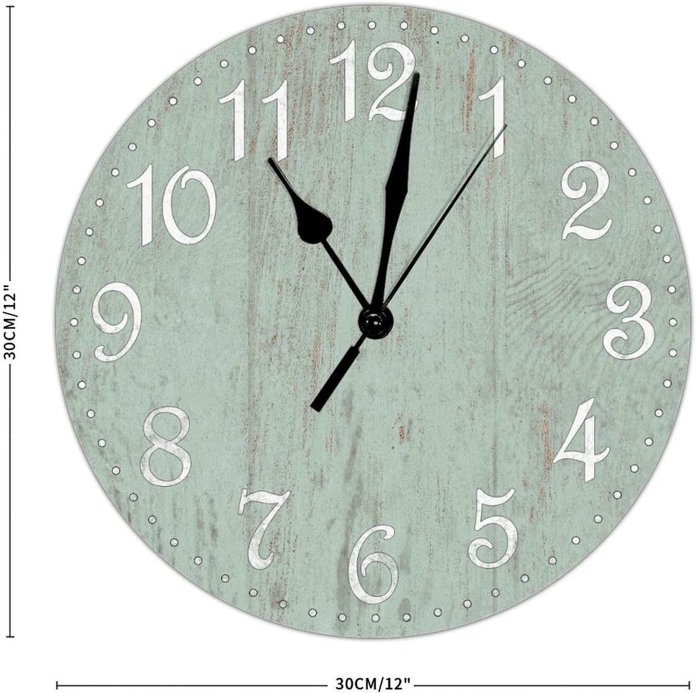 Relojes de pared de madera de espuma de mar con pilas, silenciosos, sin tictac, de 12 pulgadas, moderno, de espuma de mar, reloj de madera verde,