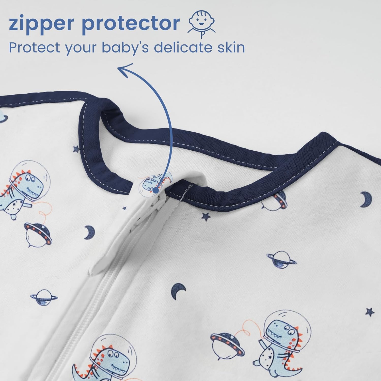 ZIGJOY Shark-Fin – Manta de transición para bebé, saco de dormir de 1.0 tog para bebé de 6 a 9 meses, 100% algodón, ligera, de transición con