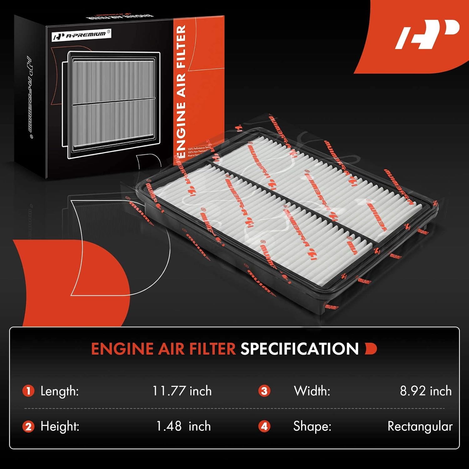 A-Premium Filtro de aire de motor compatible con Hyundai Santa Fe, Santa Fe Sport, Santa Fe XL y Kia Sorento, 2013-2019, 2.0L 2.4L 3.3L, panel