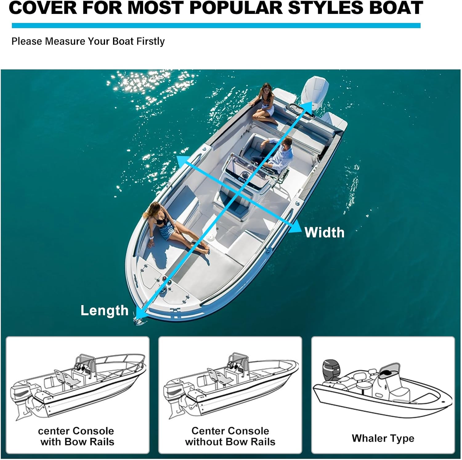 Cubierta impermeable para consola central de barco de 17 a 19 pies, lona de poliéster de grado marino 900D resistente de 17 pies 18 pies 19 pies,