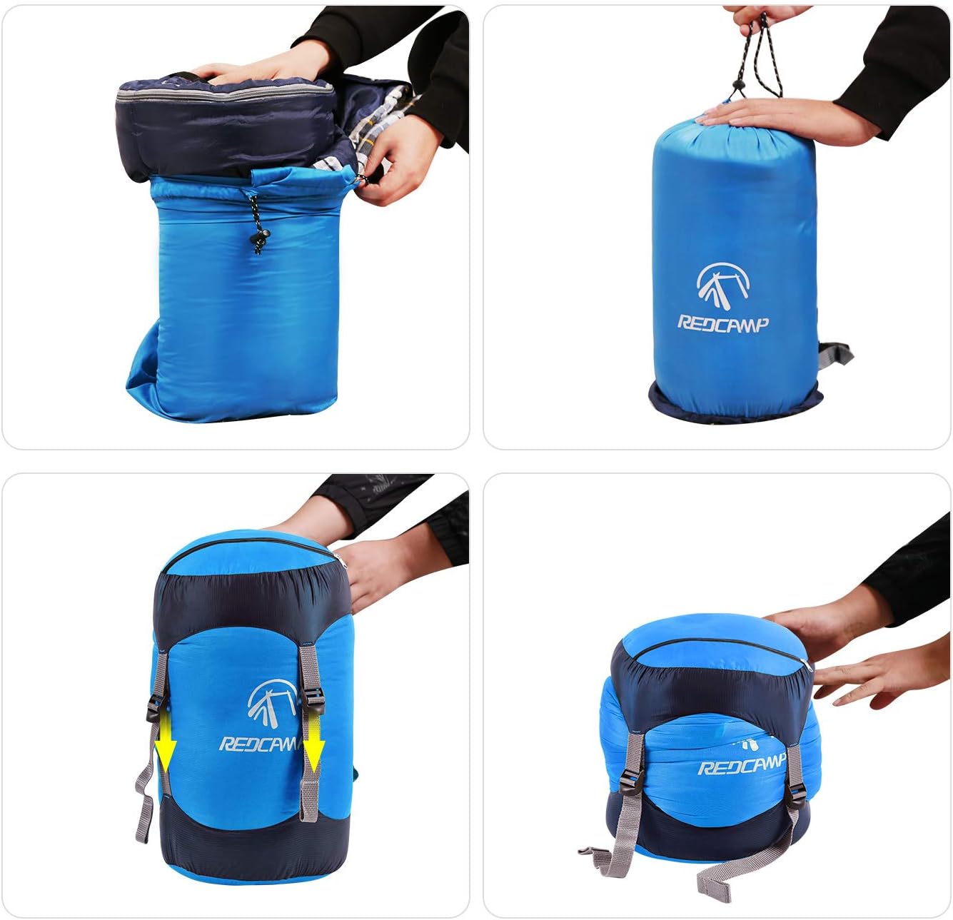 REDCAMP – Saco de compresión de nailon, 10L17L27L40L, bolsa de dormir ligera, ideal para mochileros, senderismo y campamento, azulamarilloverde