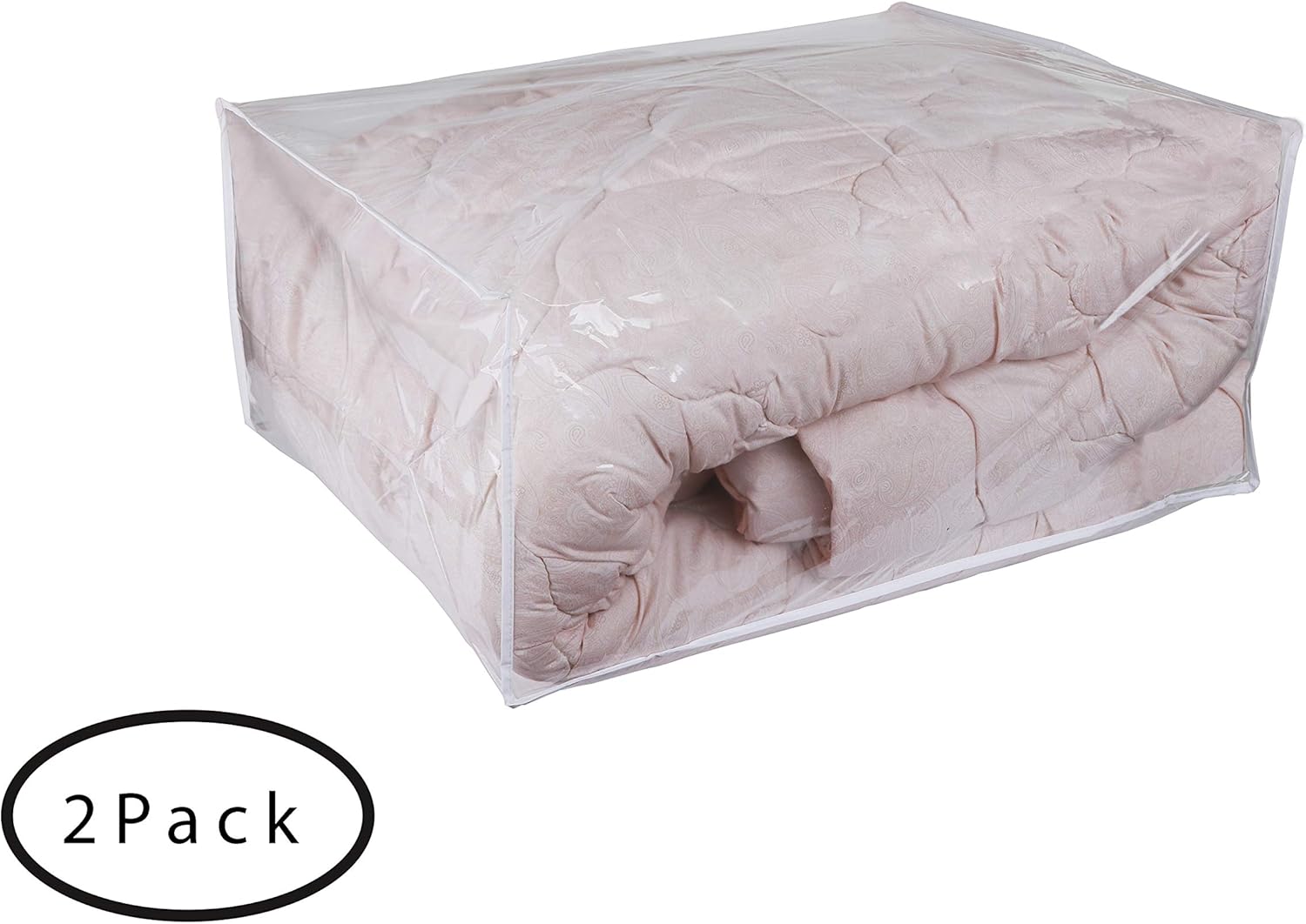 DiClavus – Juego de 2 bolsas de almacenamiento de vinilo transparente con cremallera, 24 x 20 x 11 pulgadas, organizador para ropa, edredón de PVC