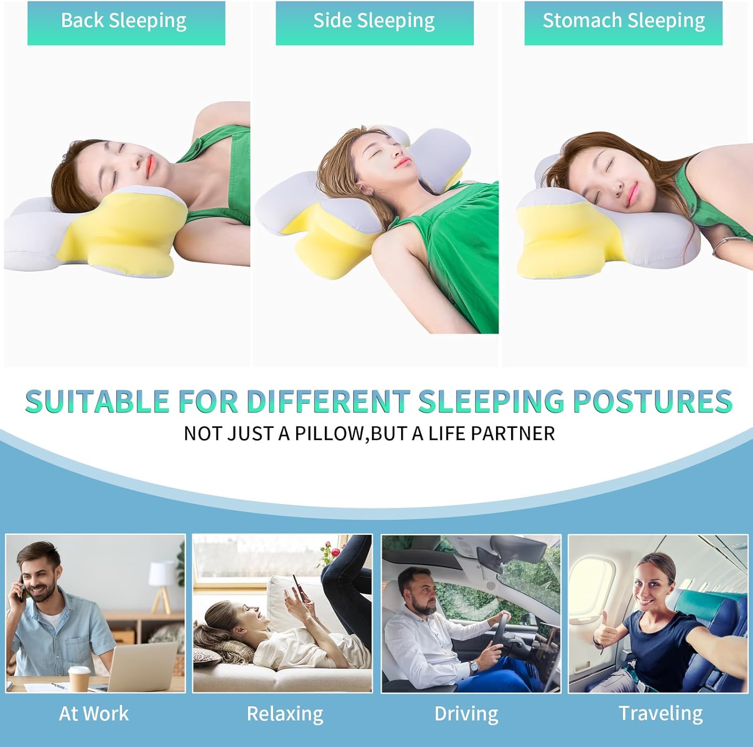 Almohada cervical para el cuello, almohada ortopédica ergonómica de contorno para aliviar el dolor de cuello y hombros con funda de almohada de