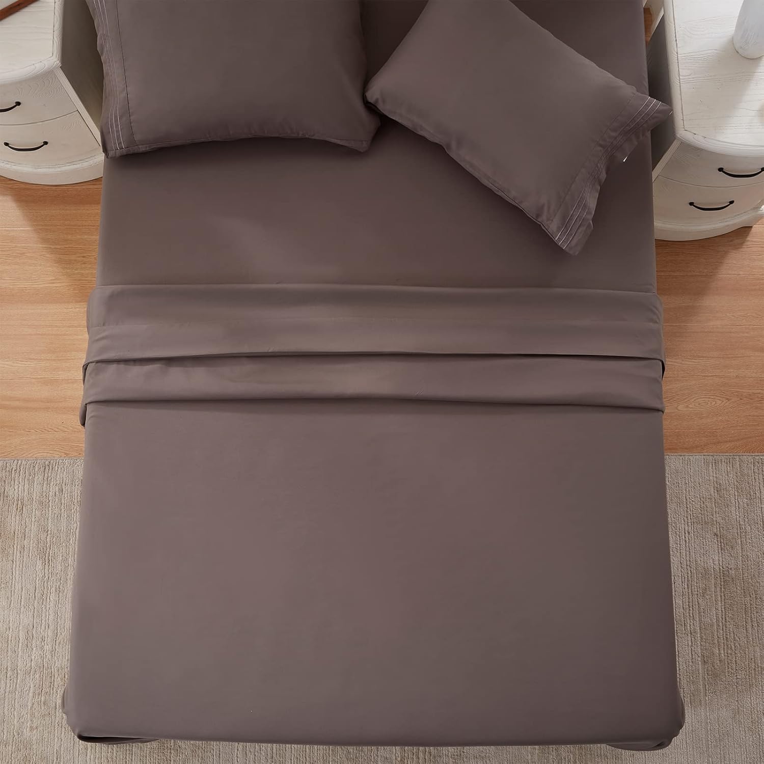 NexHome – Juego de sábanas de tamaño Queen para cama matrimonial, color gris, de microfibra, negro, juego de sábanas lavables, juego de sábanas de